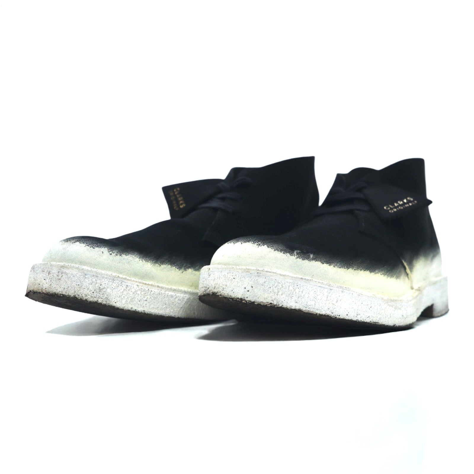 Clarks, edizione speciale 70° anniversario, prodotto in Portogallo, Desert Boot 221, 26.5cm, pelle scamosciata nera, con design personalizzato a spruzzo 22SP-I