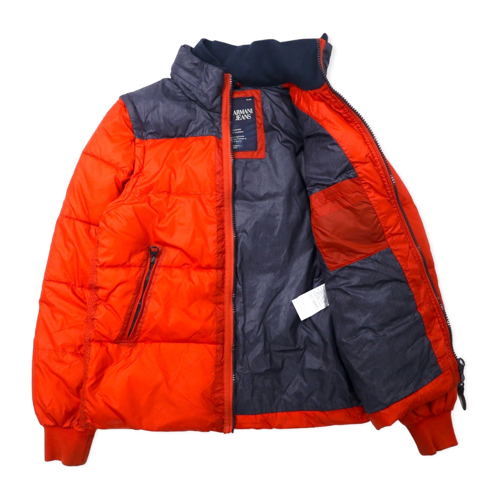 ARMANI JEANS piumino 2 vie gilet piumino 46 arancione poliestere maniche staccabili stampa logo sul retro