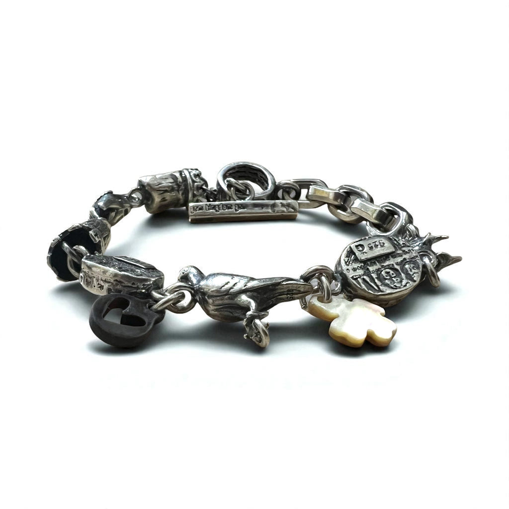 GEM KINGDOM Bracciale a maglie con chiusura a T Argento 925 Cuore Trifoglio Catena Trattato da H.P.FRANCE