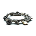 GEM KINGDOM Bracciale a maglie con chiusura a T Argento 925 Cuore Trifoglio Catena Trattato da H.P.FRANCE