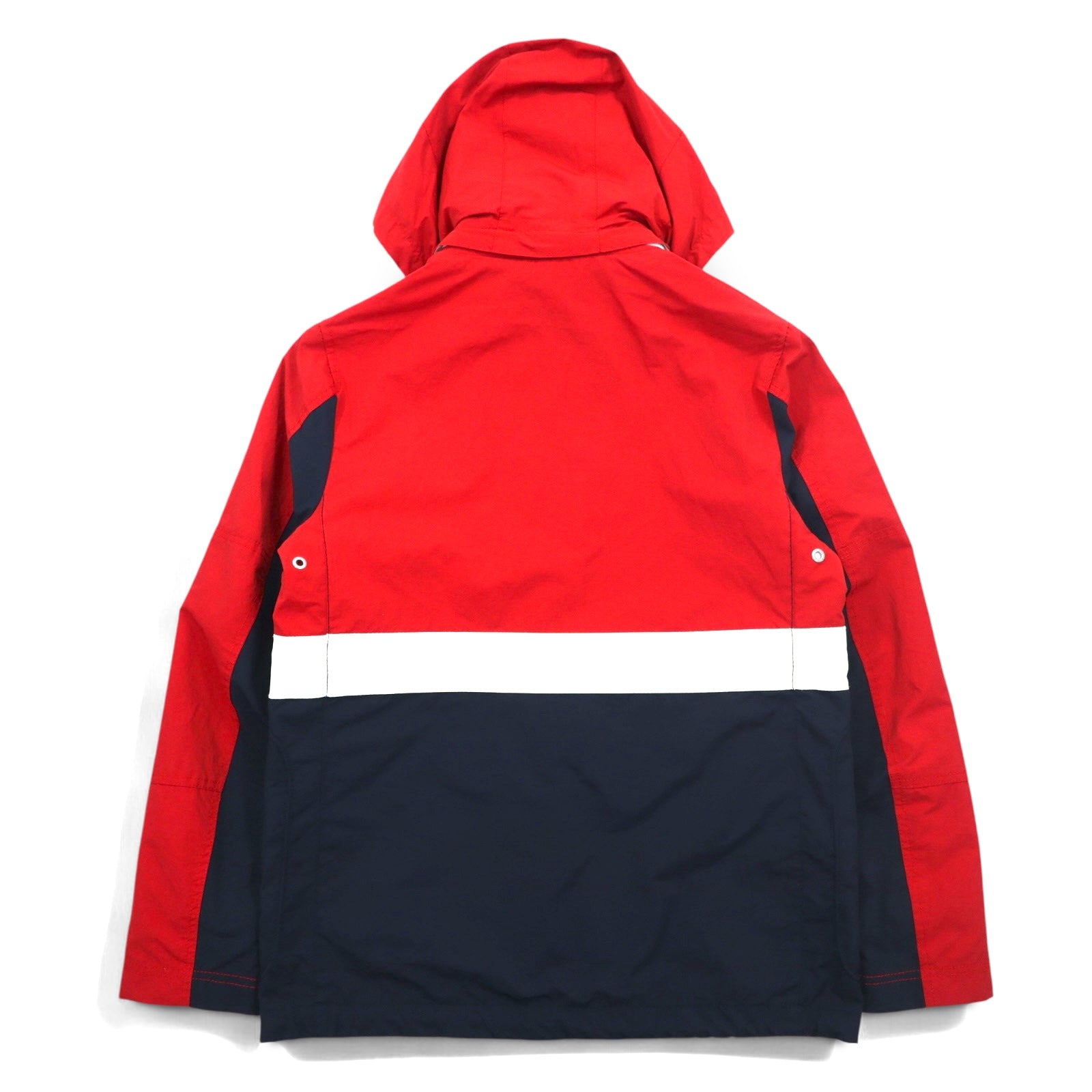 TOMMY HILFIGER giacca a vela giacca a vento M rossa tricolore doppia zip cappuccio staccabile