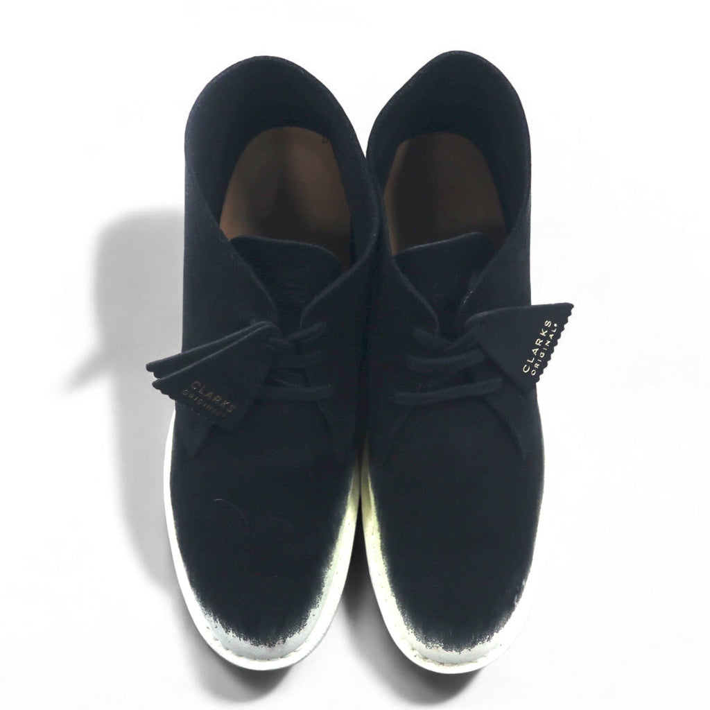 Clarks, edizione speciale 70° anniversario, prodotto in Portogallo, Desert Boot 221, 26.5cm, pelle scamosciata nera, con design personalizzato a spruzzo 22SP-I