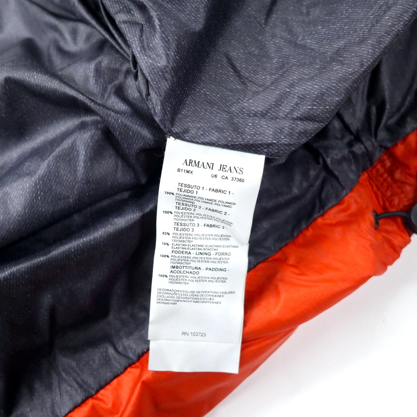 ARMANI JEANS piumino 2 vie gilet piumino 46 arancione poliestere maniche staccabili stampa logo sul retro
