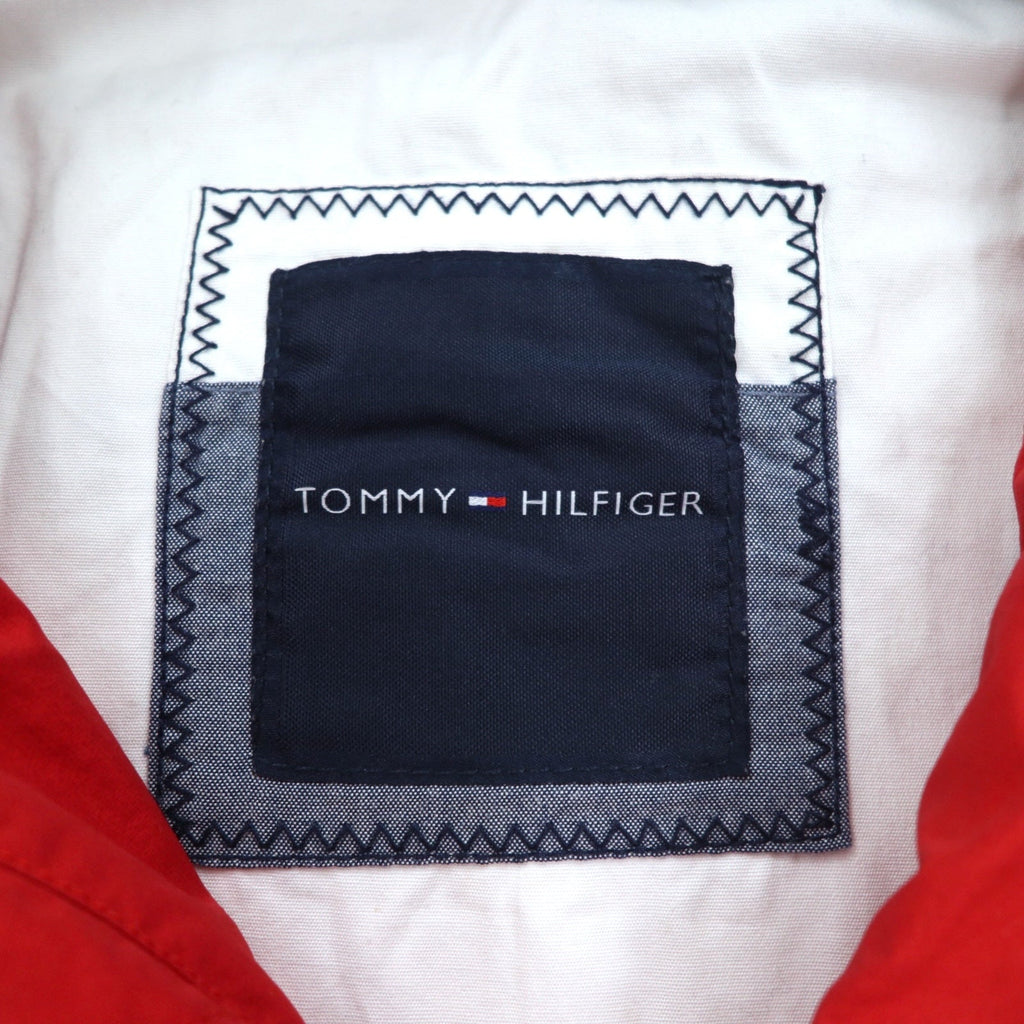 TOMMY HILFIGER giacca a vela giacca a vento M rossa tricolore doppia zip cappuccio staccabile