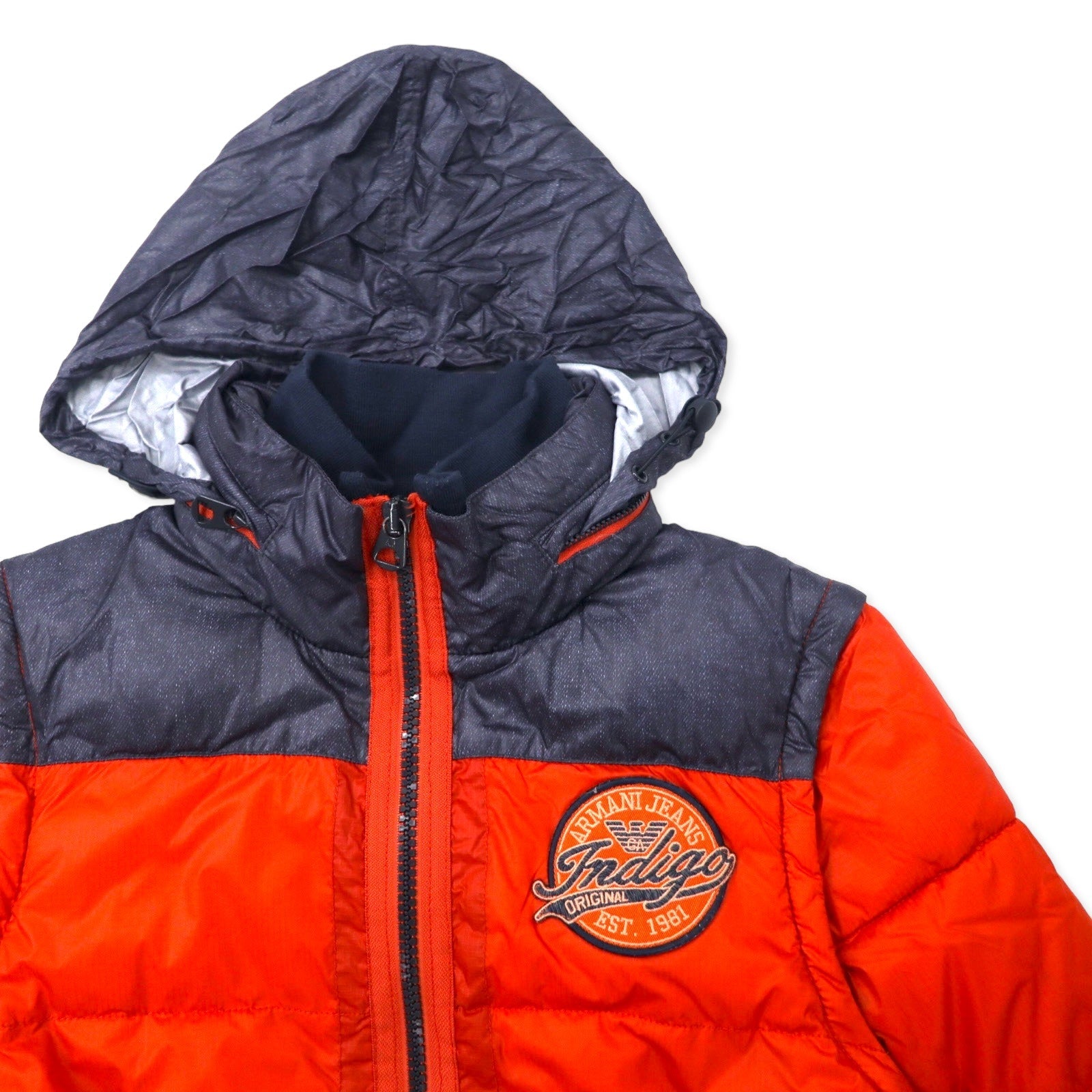 ARMANI JEANS piumino 2 vie gilet piumino 46 arancione poliestere maniche staccabili stampa logo sul retro