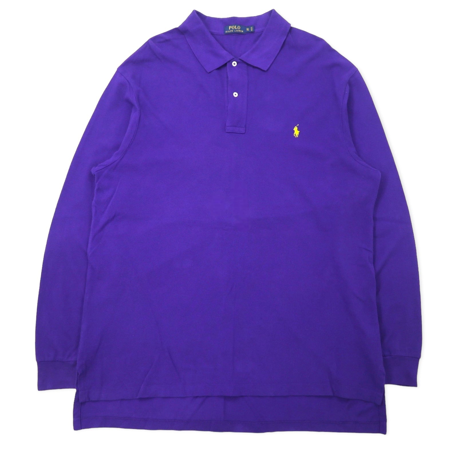 POLO RALPH LAUREN Polo a maniche lunghe XLT TALL viola in cotone piqué con ricamo piccolo pony taglia grande