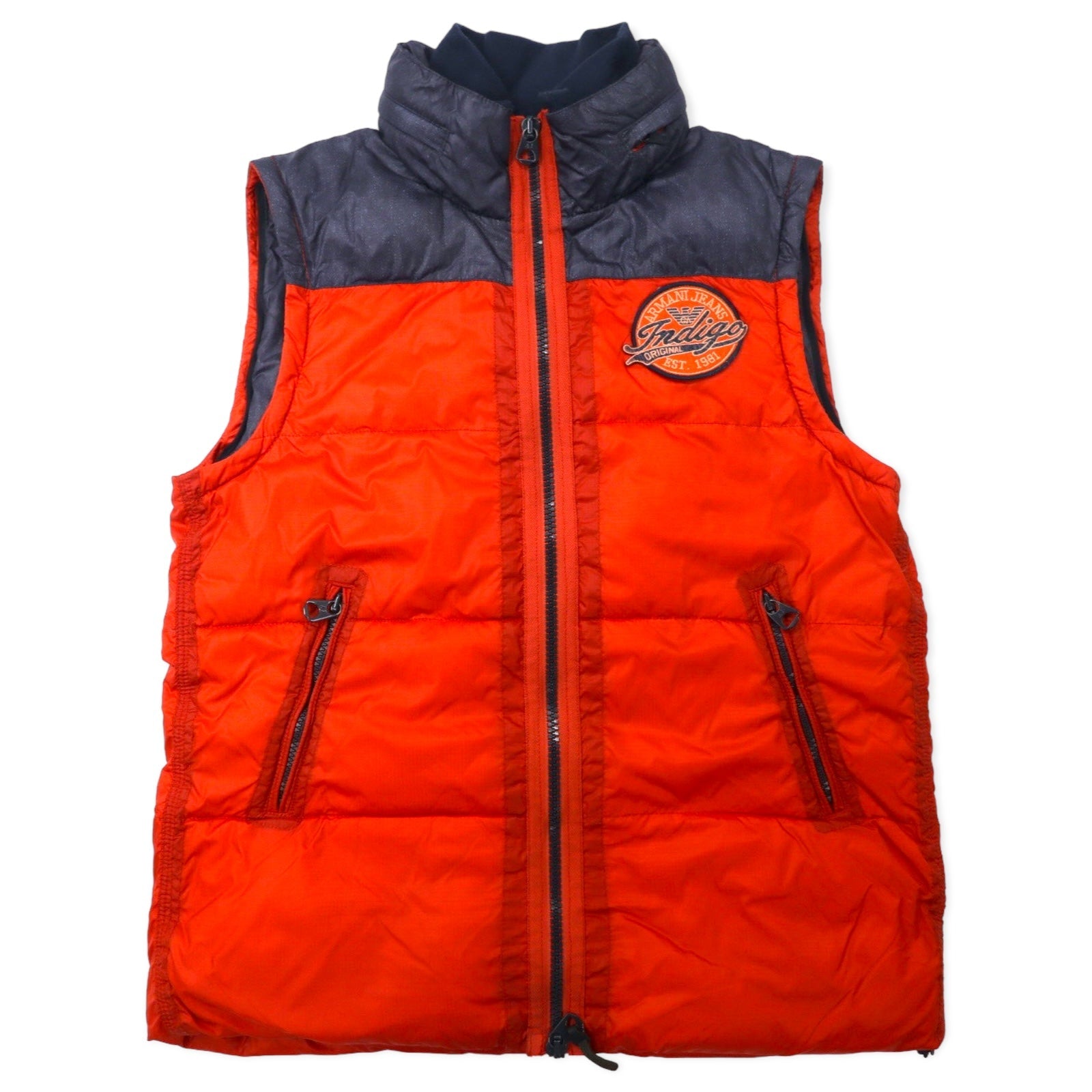 ARMANI JEANS piumino 2 vie gilet piumino 46 arancione poliestere maniche staccabili stampa logo sul retro