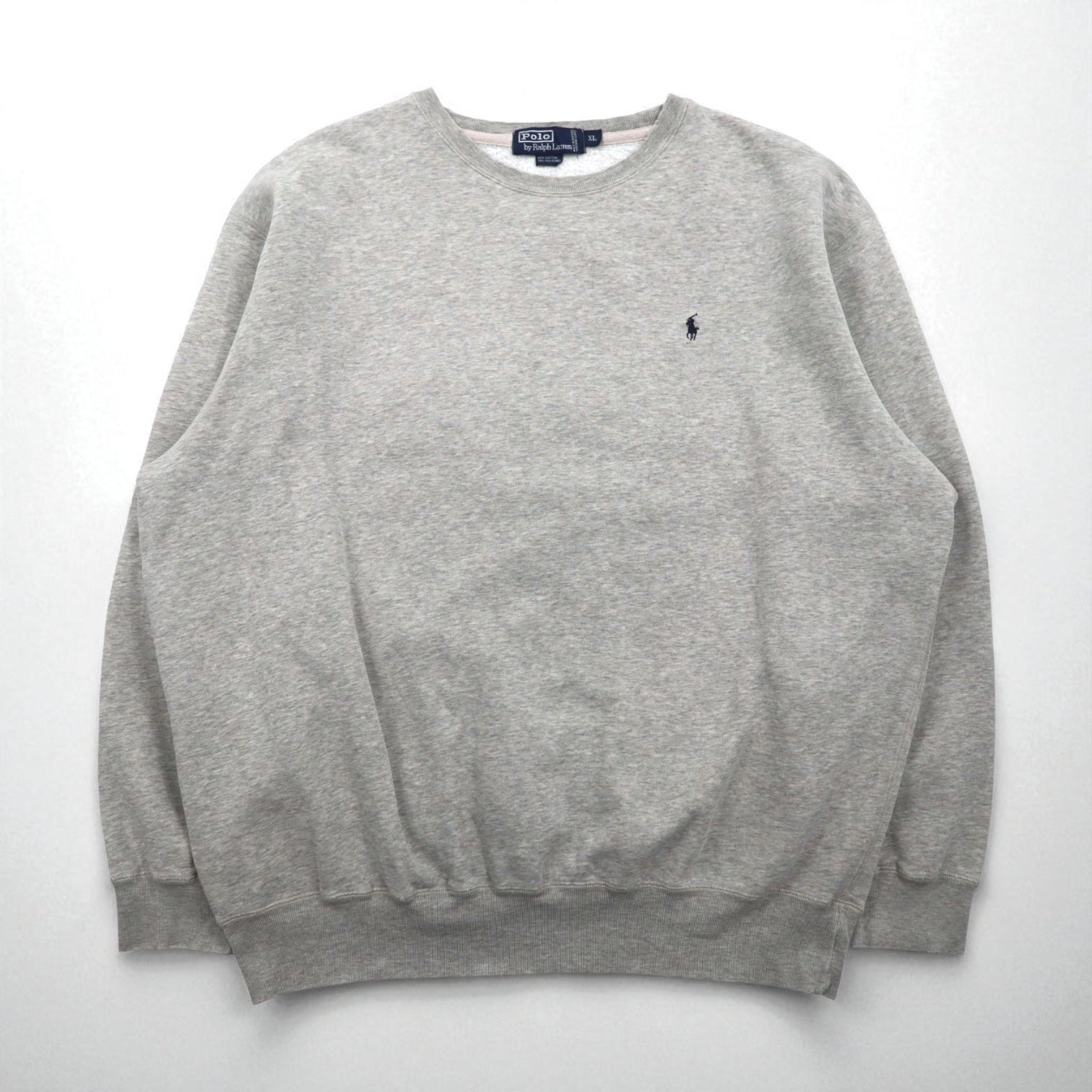 Polo Ralph Lauren Anni '90 Felpa girocollo XL Grigia Cotone Ricamo piccolo pony