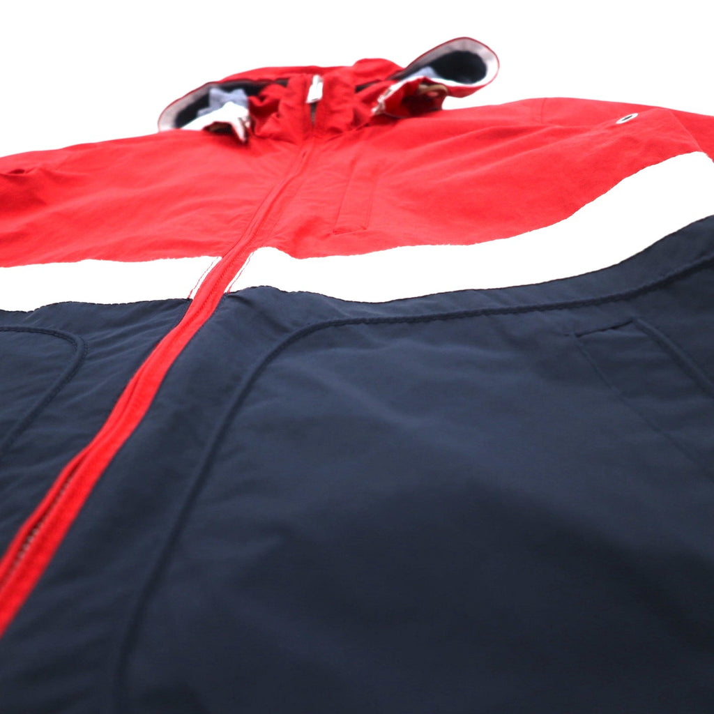 TOMMY HILFIGER giacca a vela giacca a vento M rossa tricolore doppia zip cappuccio staccabile