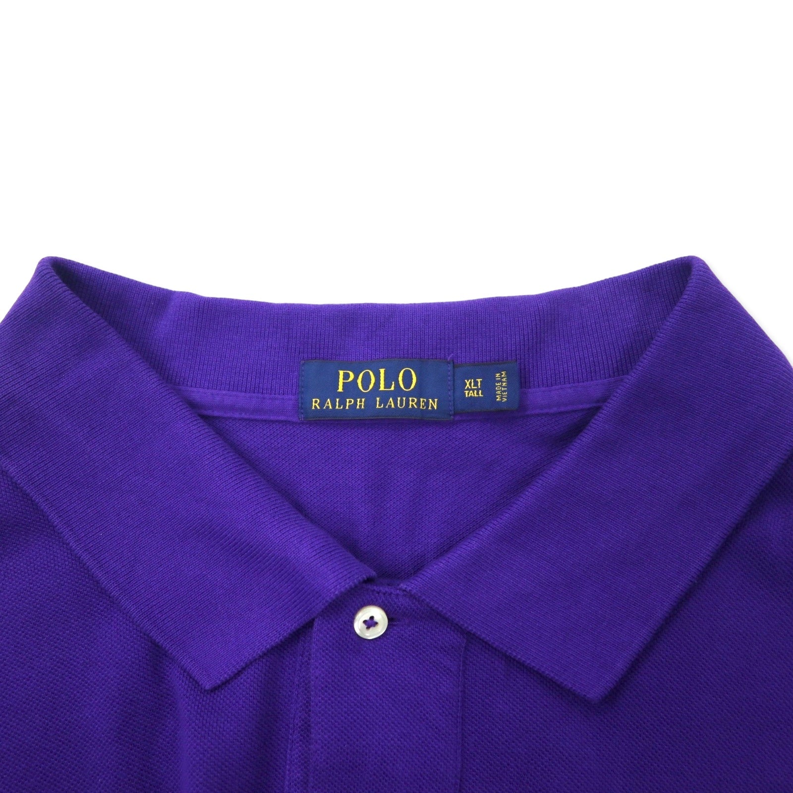 POLO RALPH LAUREN Polo a maniche lunghe XLT TALL viola in cotone piqué con ricamo piccolo pony taglia grande