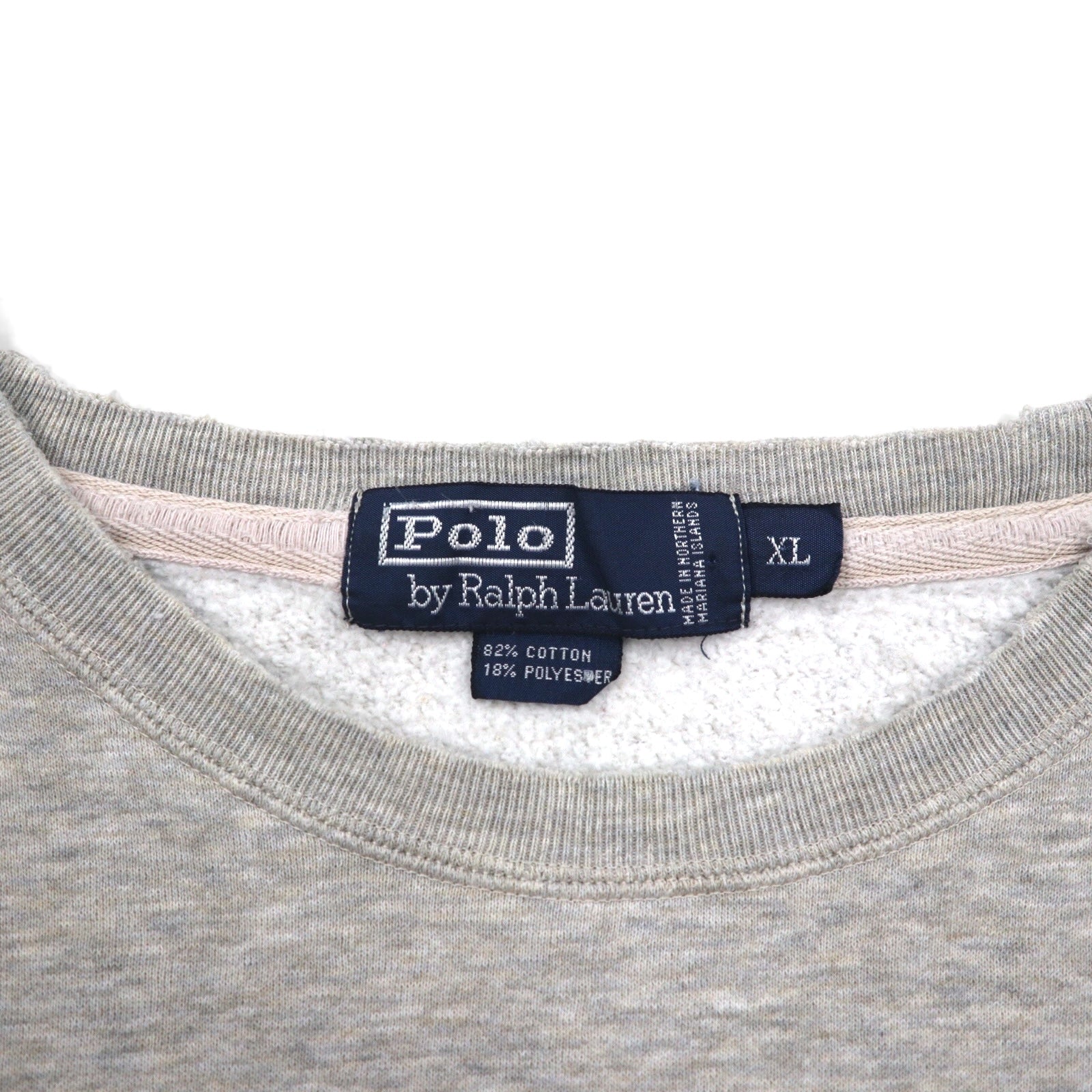 Polo Ralph Lauren Anni '90 Felpa girocollo XL Grigia Cotone Ricamo piccolo pony