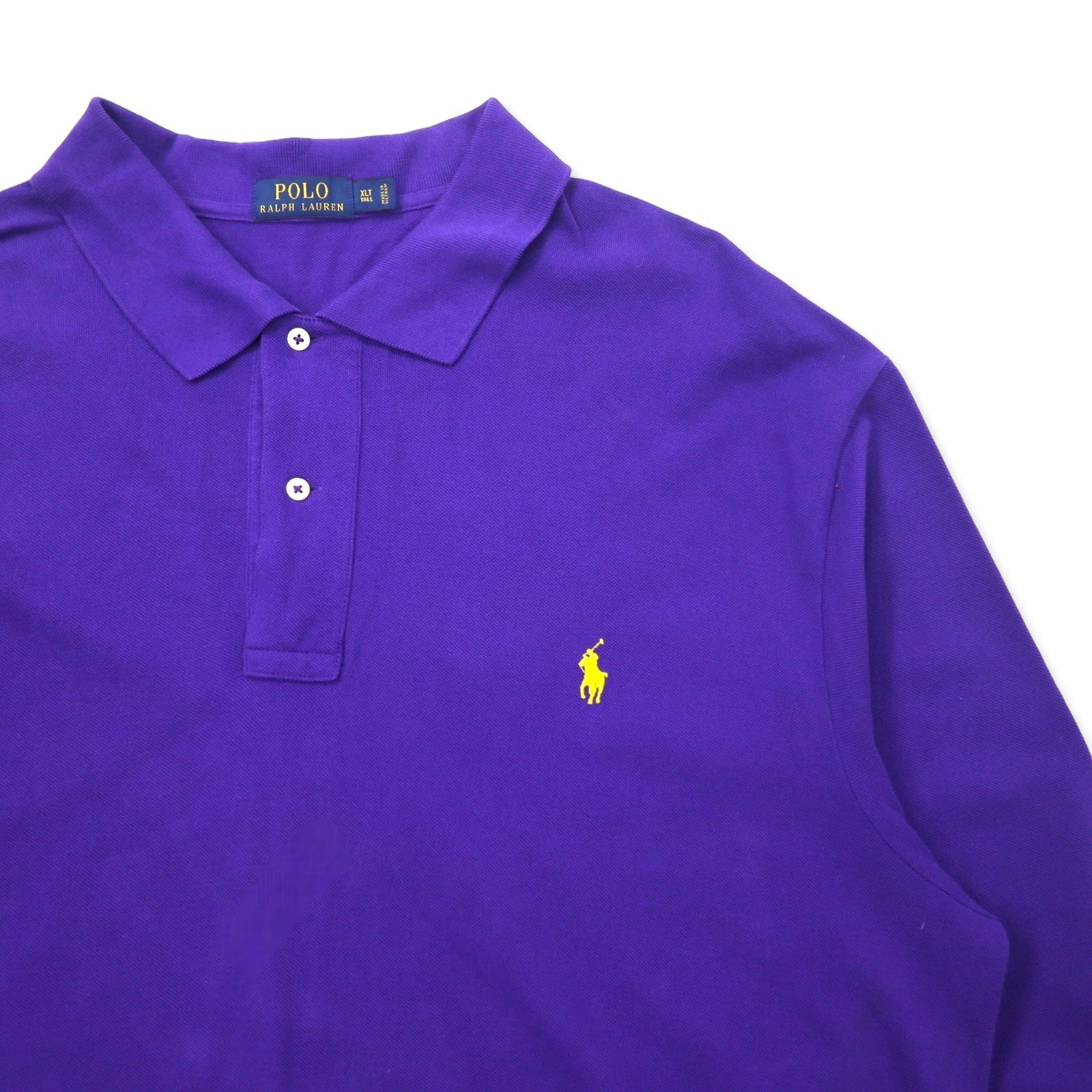POLO RALPH LAUREN Polo a maniche lunghe XLT TALL viola in cotone piqué con ricamo piccolo pony taglia grande