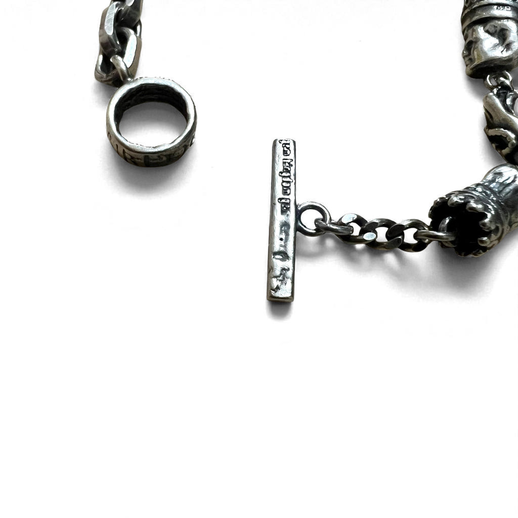 GEM KINGDOM Bracciale a maglie con chiusura a T Argento 925 Cuore Trifoglio Catena Trattato da H.P.FRANCE
