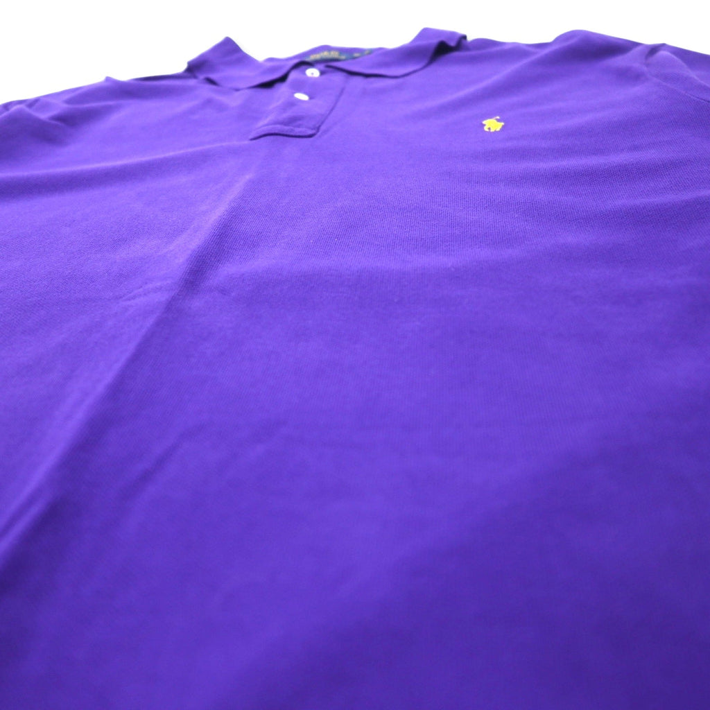 POLO RALPH LAUREN Polo a maniche lunghe XLT TALL viola in cotone piqué con ricamo piccolo pony taglia grande