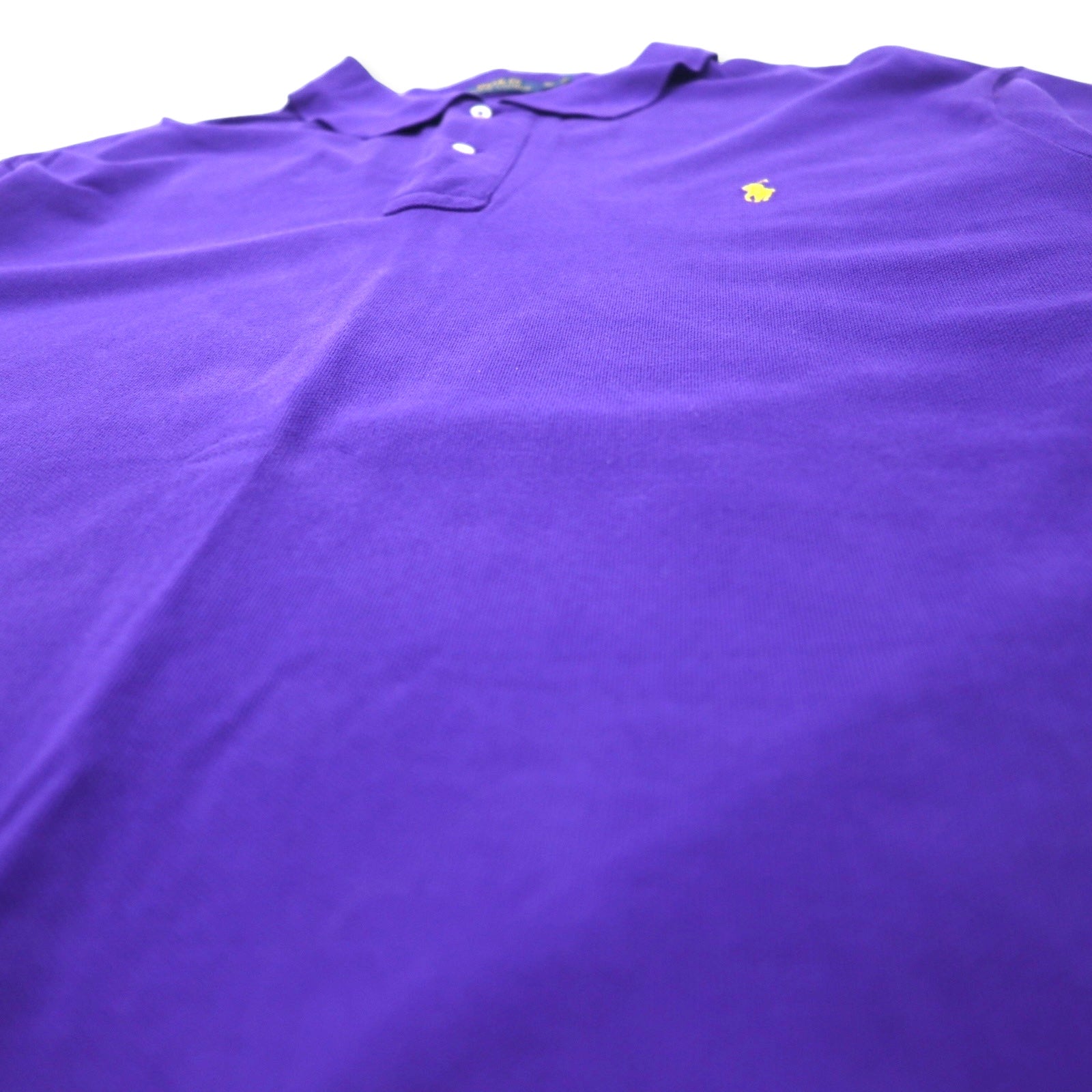 POLO RALPH LAUREN Polo a maniche lunghe XLT TALL viola in cotone piqué con ricamo piccolo pony taglia grande