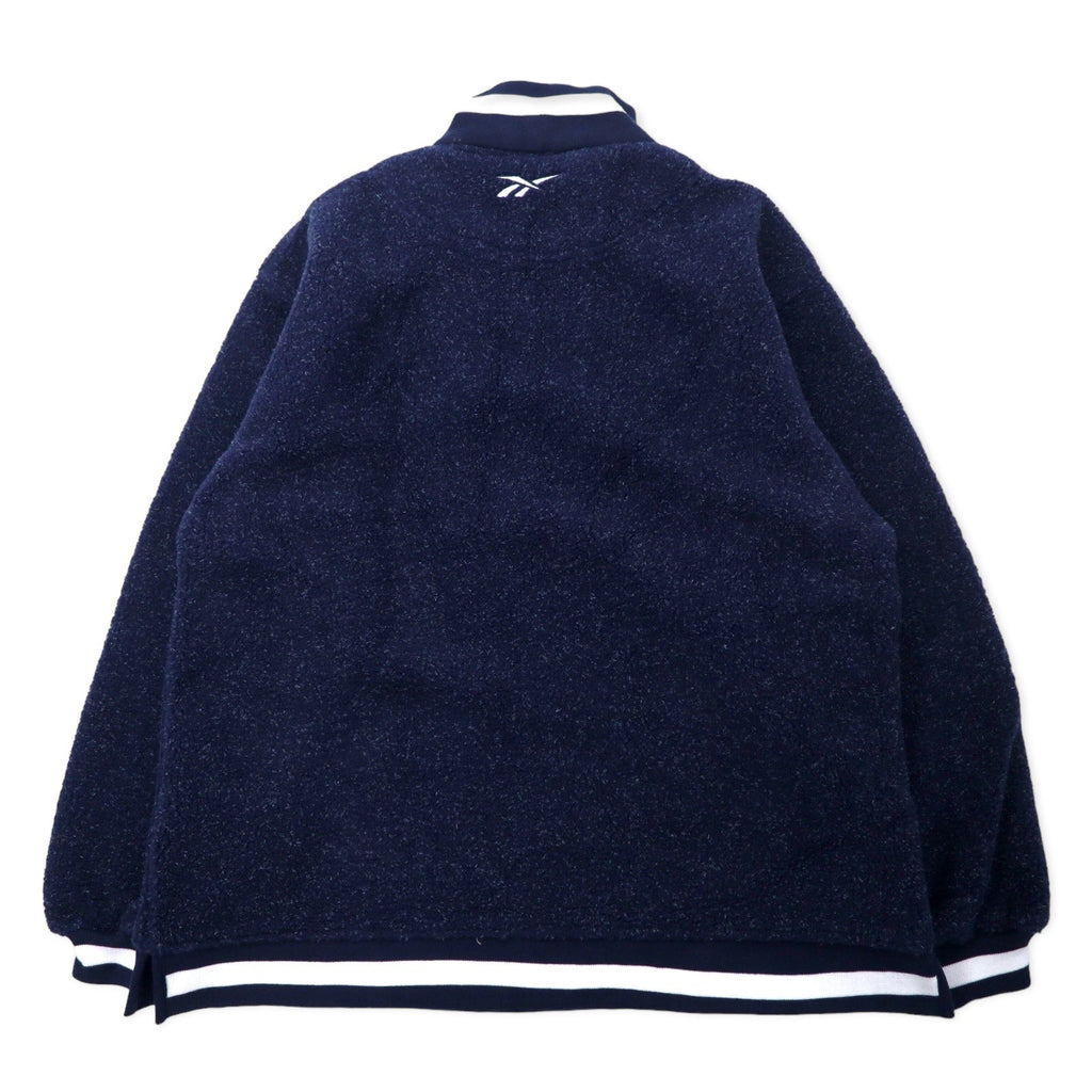 Reebok Anni '90 Giacca in pile teddy con mezza zip S Blu Navy Poliestere Ricamo logo vettoriale Taglia grande