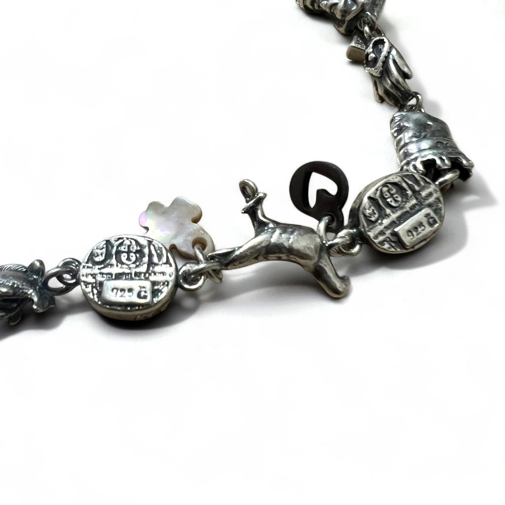 GEM KINGDOM Bracciale a maglie con chiusura a T Argento 925 Cuore Trifoglio Catena Trattato da H.P.FRANCE
