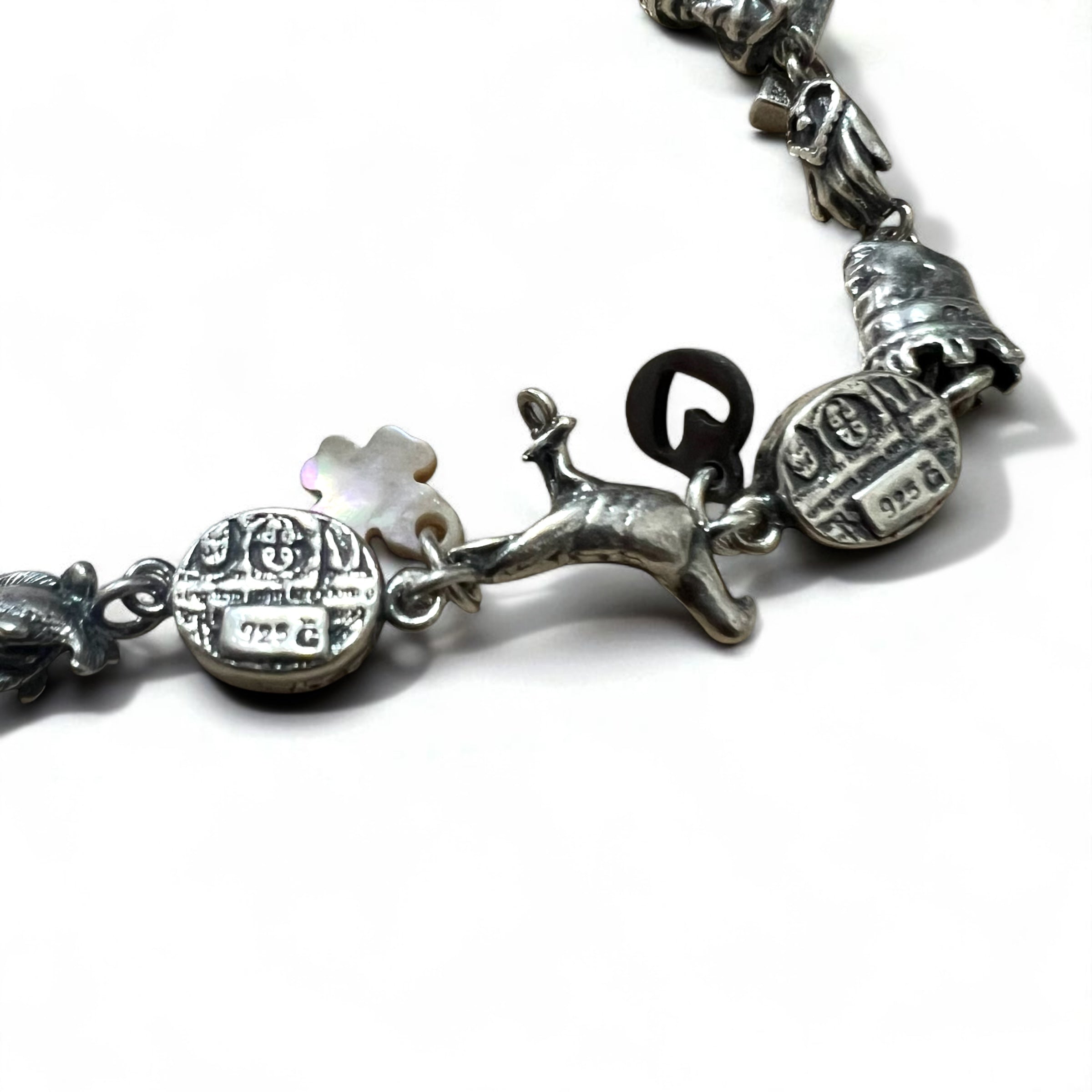 GEM KINGDOM Bracciale a maglie con chiusura a T Argento 925 Cuore Trifoglio Catena Trattato da H.P.FRANCE