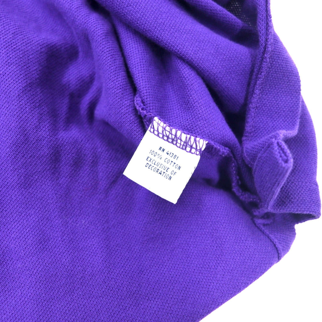 POLO RALPH LAUREN Polo a maniche lunghe XLT TALL viola in cotone piqué con ricamo piccolo pony taglia grande