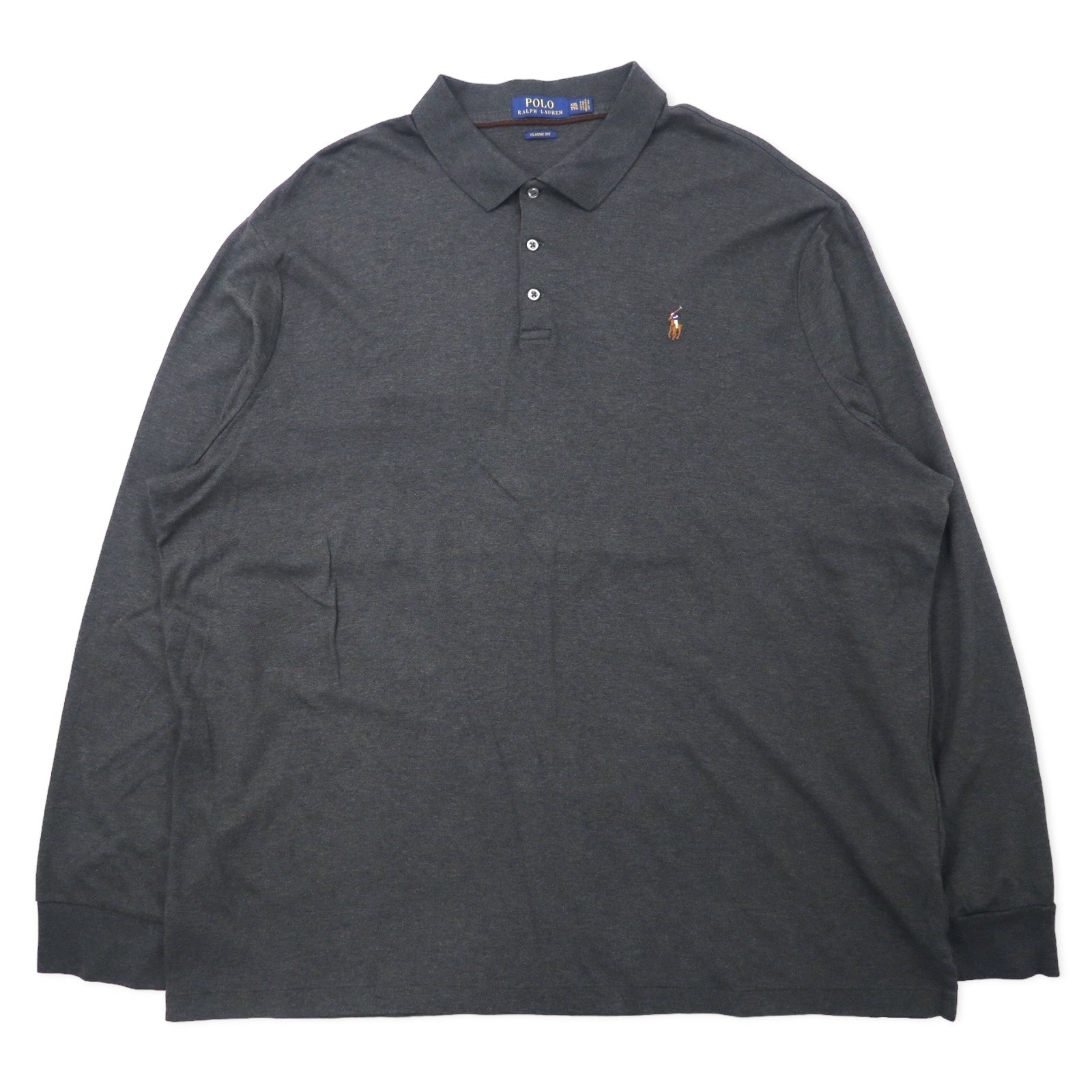 POLO RALPH LAUREN Polo a maniche lunghe XXL Kaki Cotone CLASSIC FIT Ricamo small pony Taglia forte