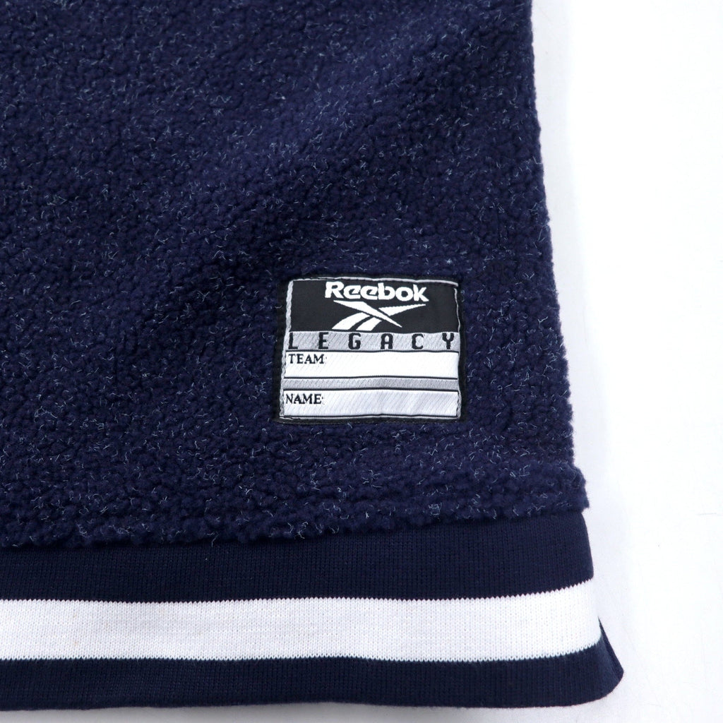 Reebok Anni '90 Giacca in pile teddy con mezza zip S Blu Navy Poliestere Ricamo logo vettoriale Taglia grande