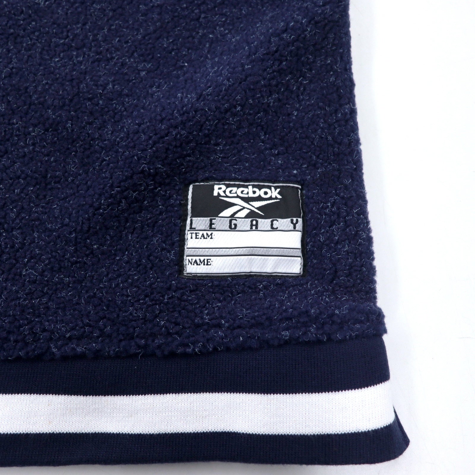 Reebok Anni '90 Giacca in pile teddy con mezza zip S Blu Navy Poliestere Ricamo logo vettoriale Taglia grande