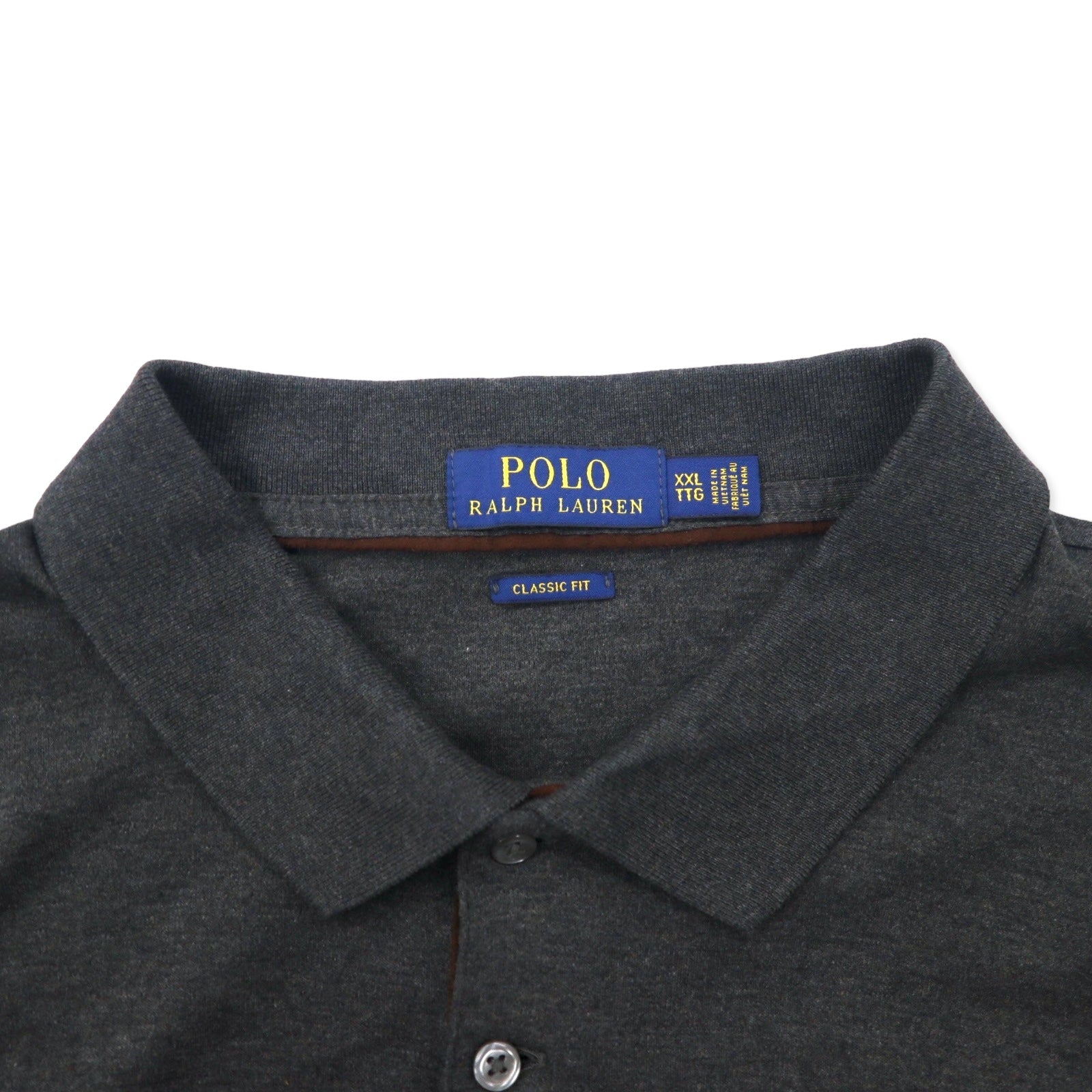 POLO RALPH LAUREN Polo a maniche lunghe XXL Kaki Cotone CLASSIC FIT Ricamo small pony Taglia forte