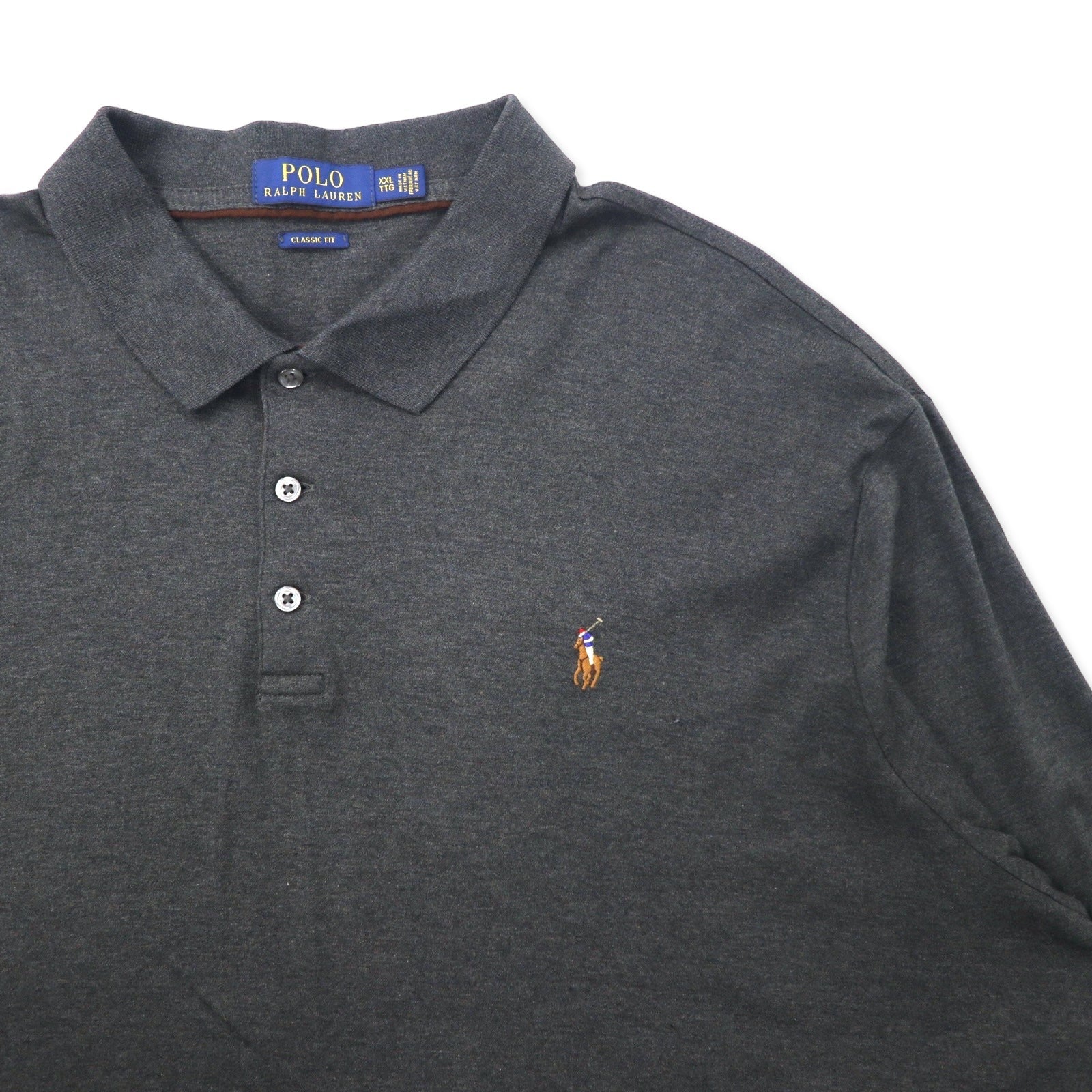 POLO RALPH LAUREN Polo a maniche lunghe XXL Kaki Cotone CLASSIC FIT Ricamo small pony Taglia forte