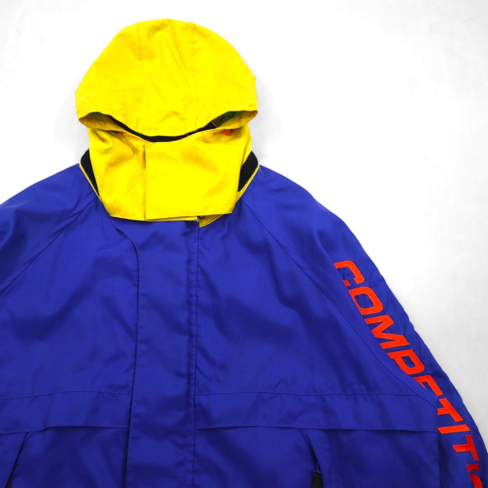 NAUTICA COMPETITION anni 2000 Giacca a vela L blu nylon ricamo logo sulla manica cappuccio ripiegabile