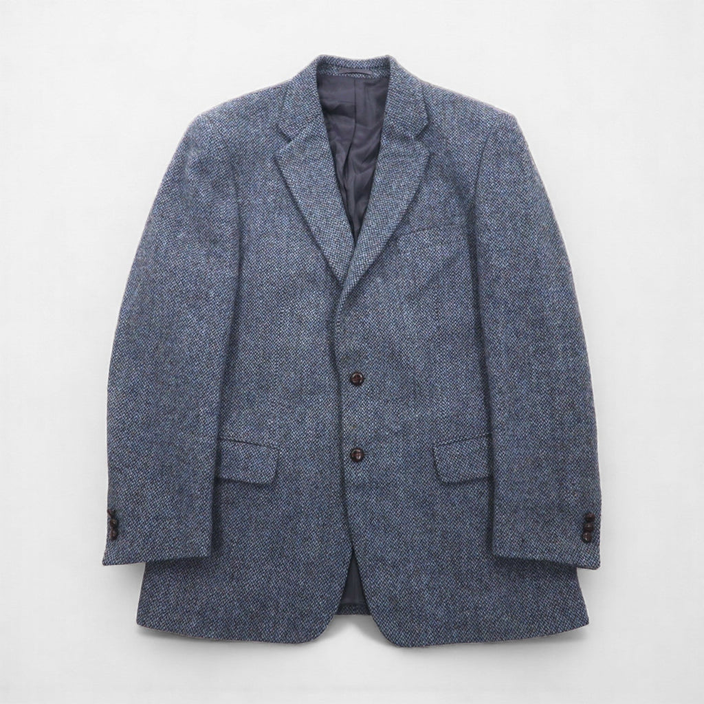 Harris Tweed スコットランド製 ツイード 2B テーラードジャケット ブレザー L ネイビー ウール 100th ANNIVERSARY LIMITED EDITION
