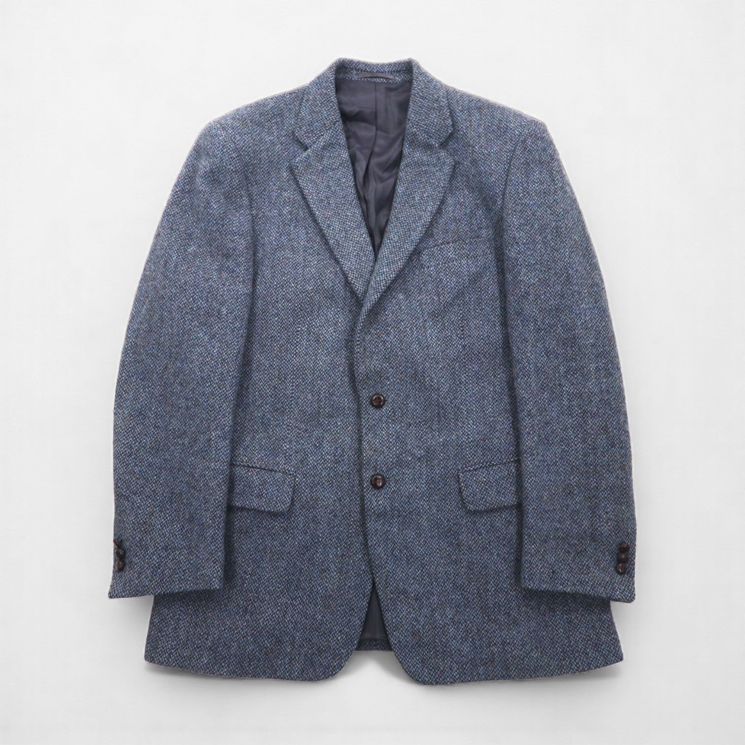 Harris Tweed スコットランド製 ツイード 2B テーラードジャケット ブレザー L ネイビー ウール 100th ANNIVERSARY LIMITED EDITION