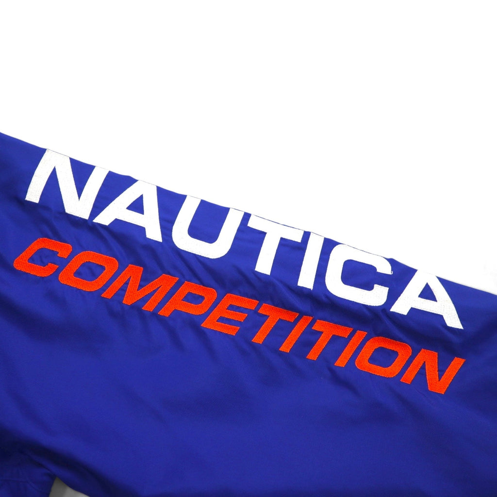 NAUTICA COMPETITION anni 2000 Giacca a vela L blu nylon ricamo logo sulla manica cappuccio ripiegabile