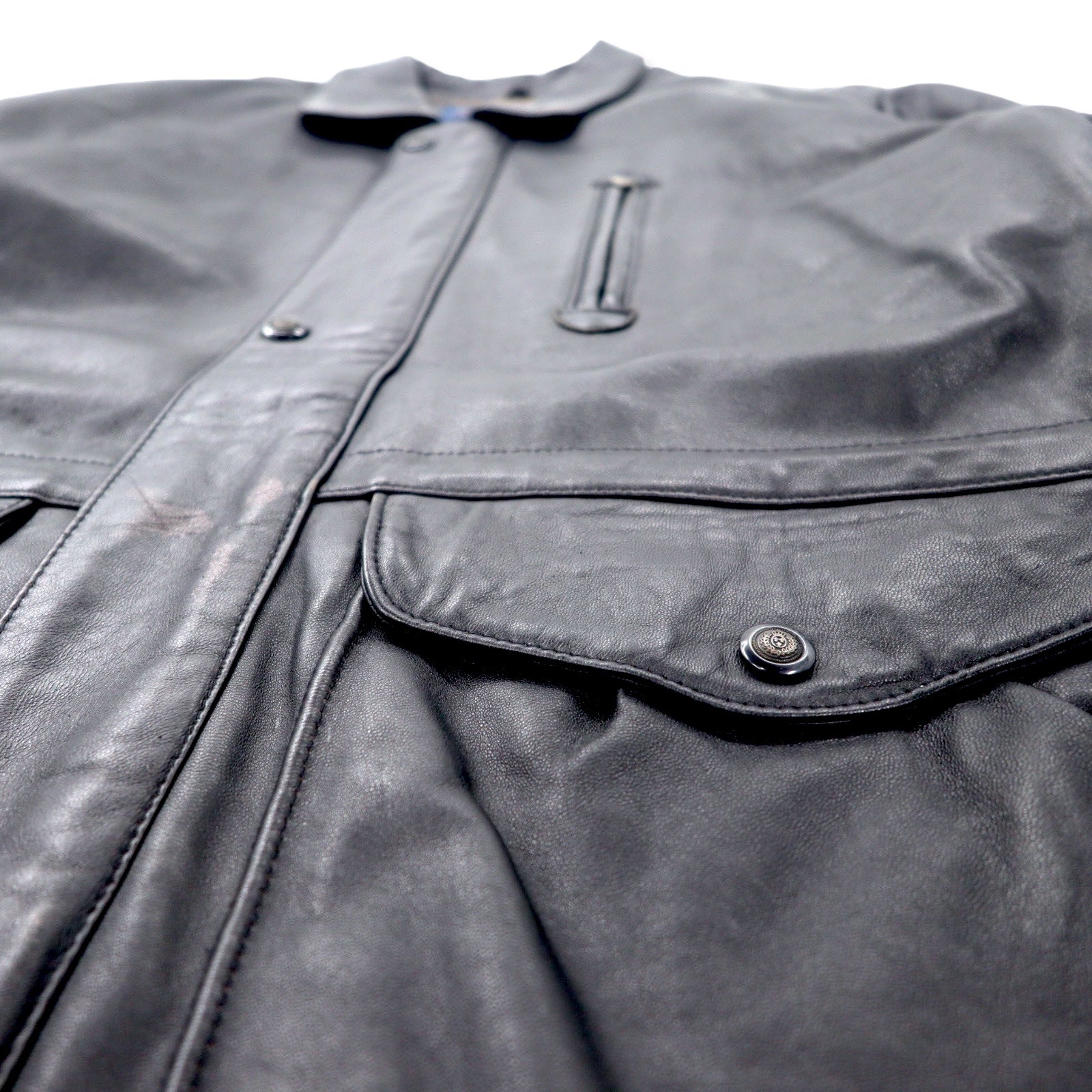 Sub Urban Car Coat in pelle di agnello, taglia L, nero, foderato in trapuntato