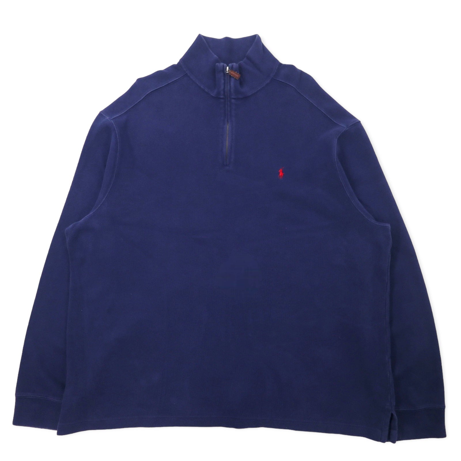 Polo by Ralph Lauren Felpa con mezza zip XXL blu navy in cotone, ricamo piccolo pony, taglia grande