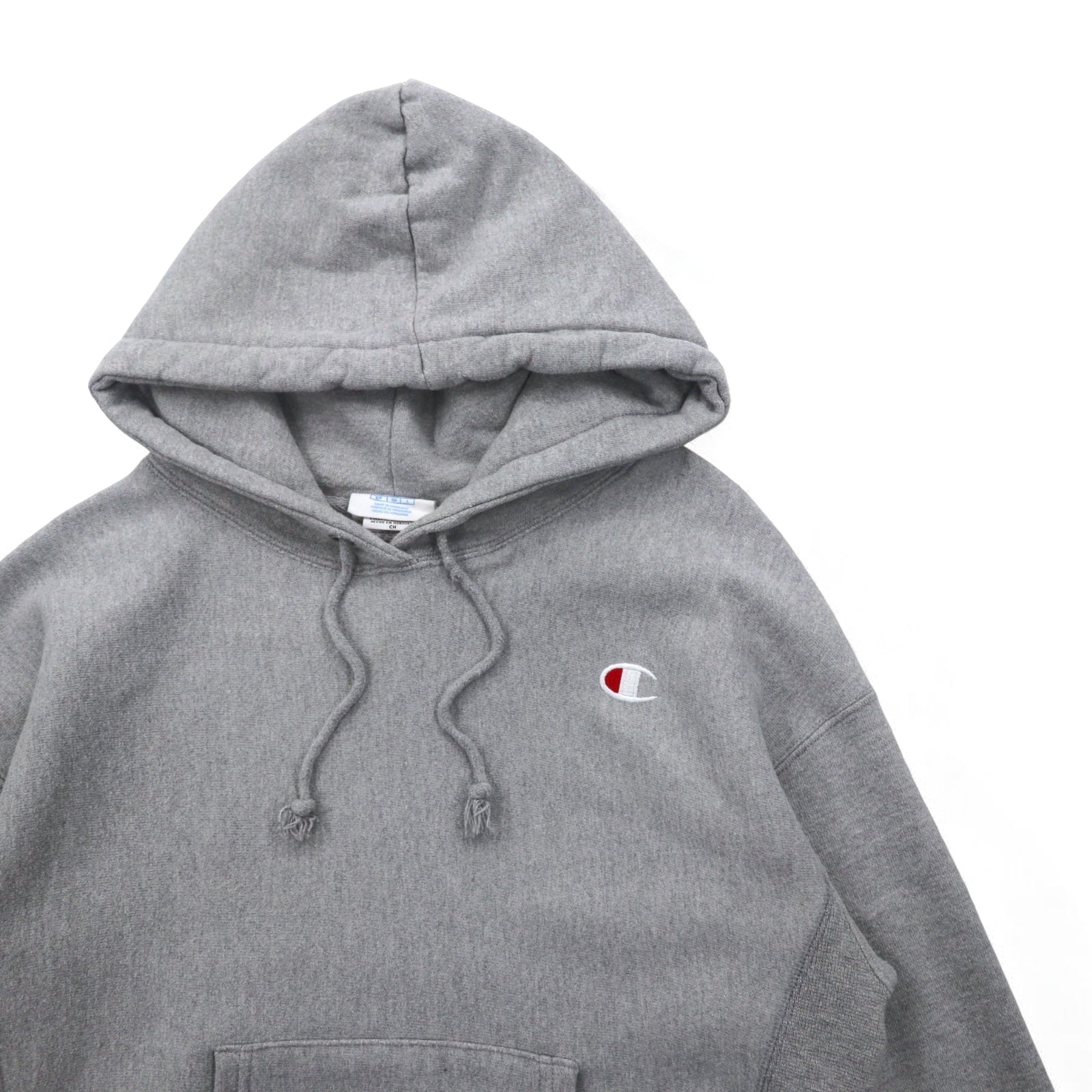 Champion Reverse Weave Felpa con Cappuccio L Grigio Etichetta Blu Riproduzione Prodotto in Honduras