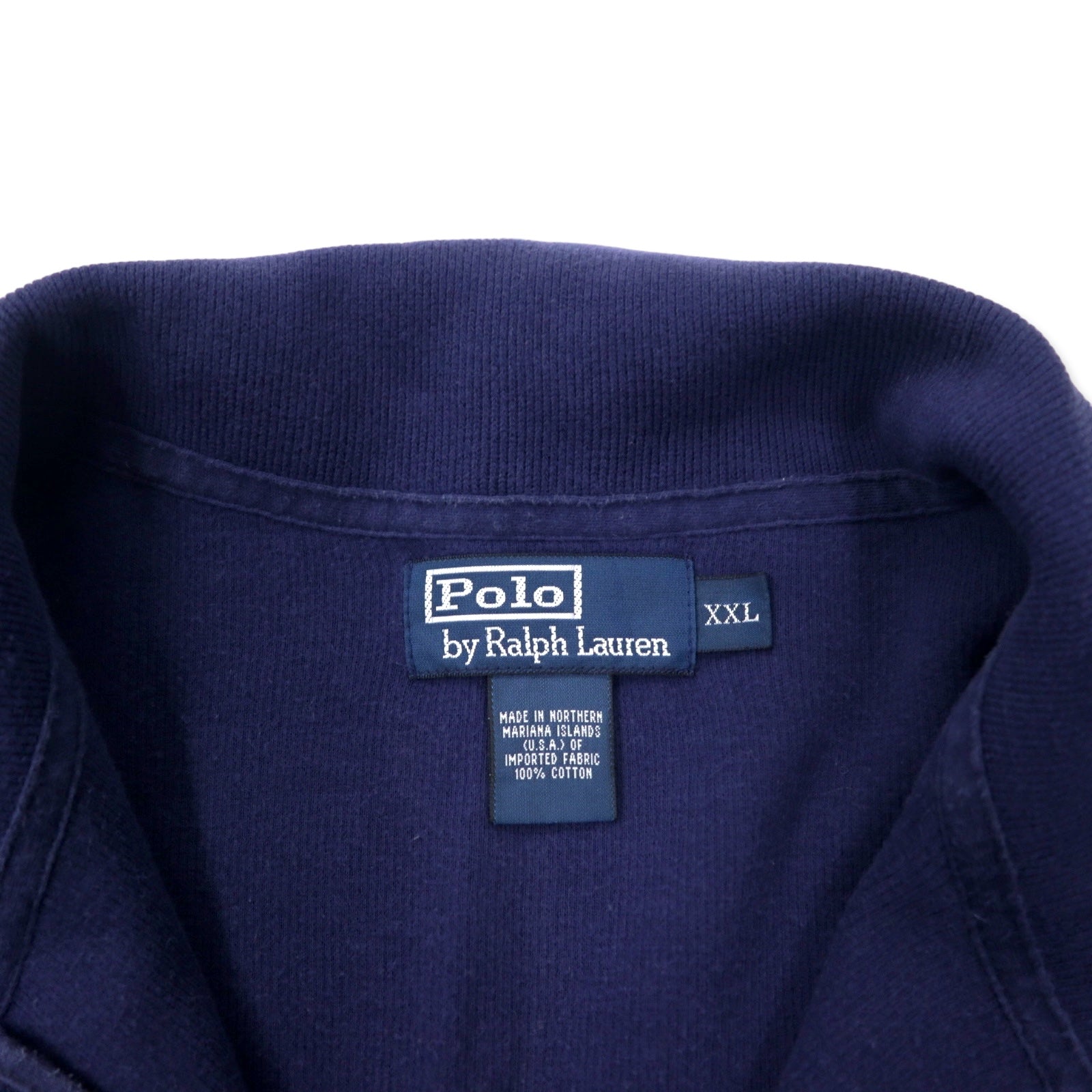 Polo by Ralph Lauren Felpa con mezza zip XXL blu navy in cotone, ricamo piccolo pony, taglia grande