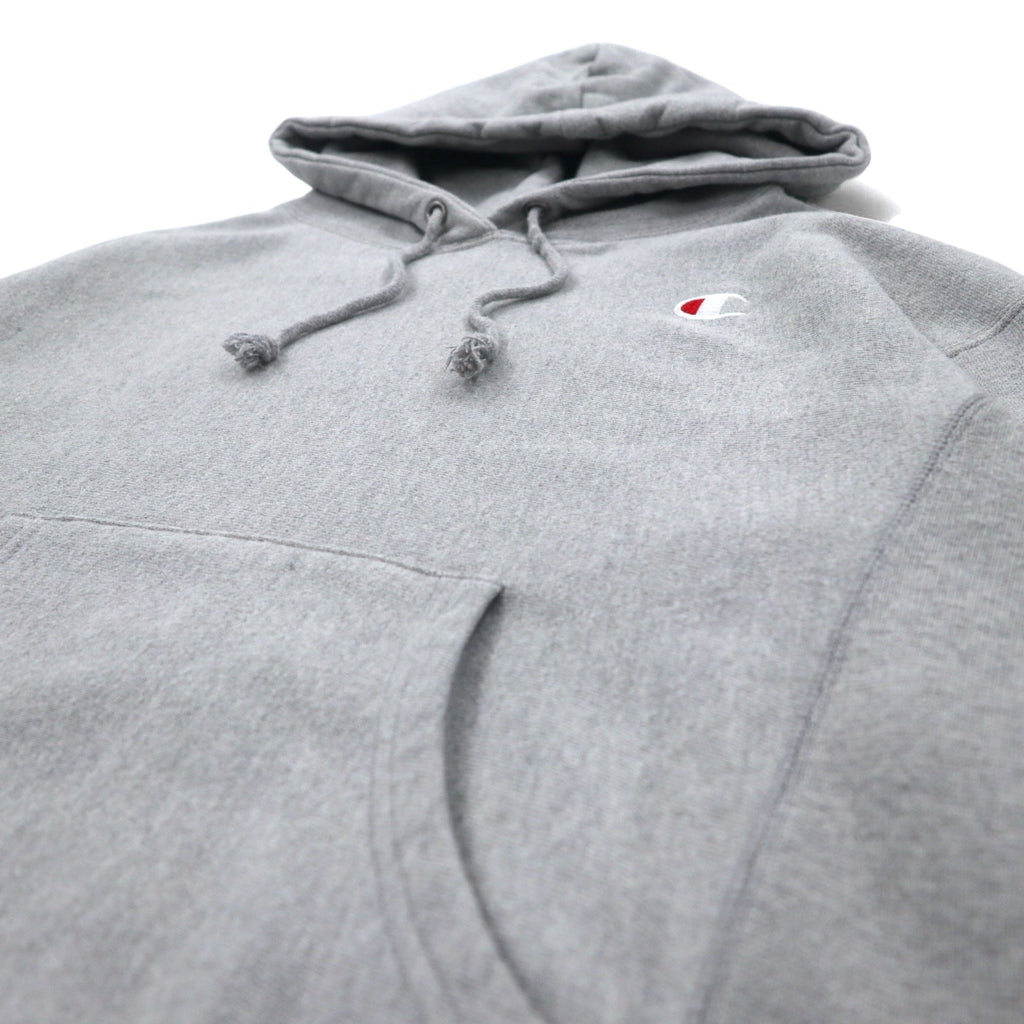 Champion Reverse Weave Felpa con Cappuccio L Grigio Etichetta Blu Riproduzione Prodotto in Honduras