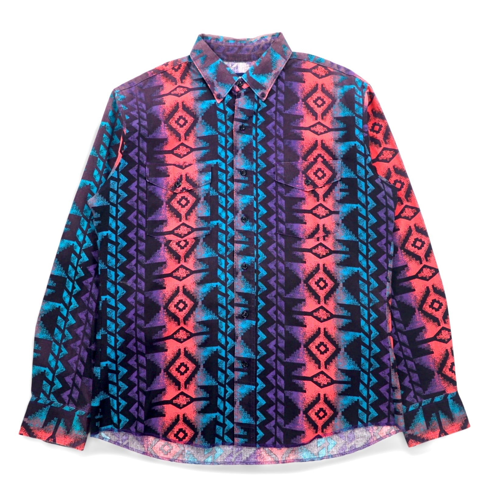 WRANGLER anni '90 camicia button-down a fantasia nativa XL, nero viola, cotone