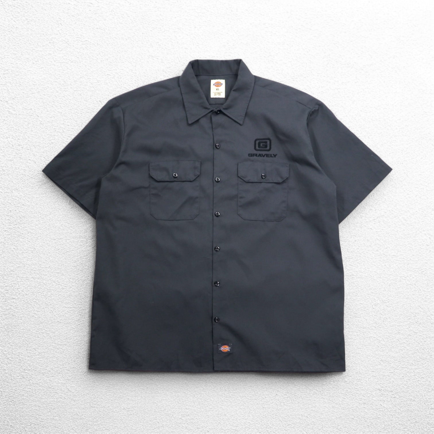 Dickies Camicia da lavoro a maniche corte XL Grigio Doppia tasca Ricamo piccolo logo Azienda americana GRAVELY