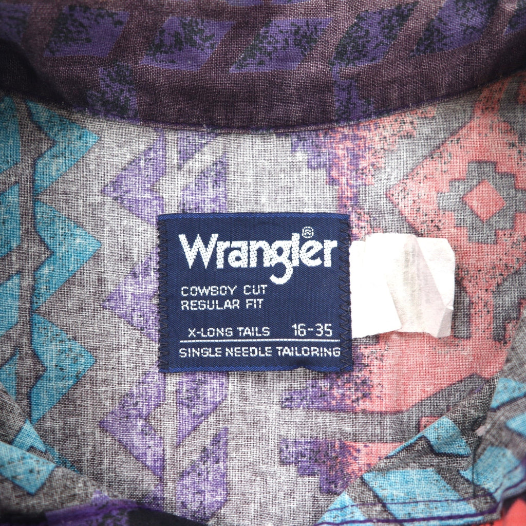 WRANGLER anni '90 camicia button-down a fantasia nativa XL, nero viola, cotone