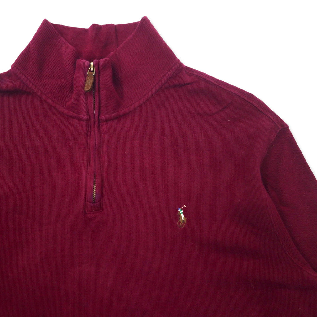 POLO RALPH LAUREN ハーフジップ スウェット L パープル コットン ESTATE RIB スモールポニー刺繍 ビッグサイズ