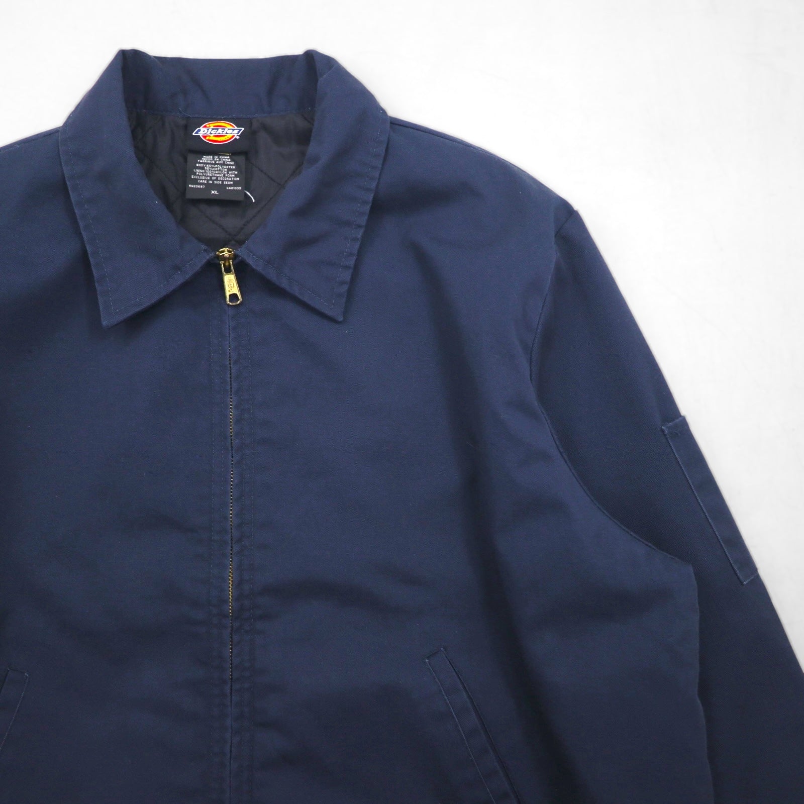 Giacca da lavoro con zip Dickies XL blu navy in poliestere cotone, fodera trapuntata