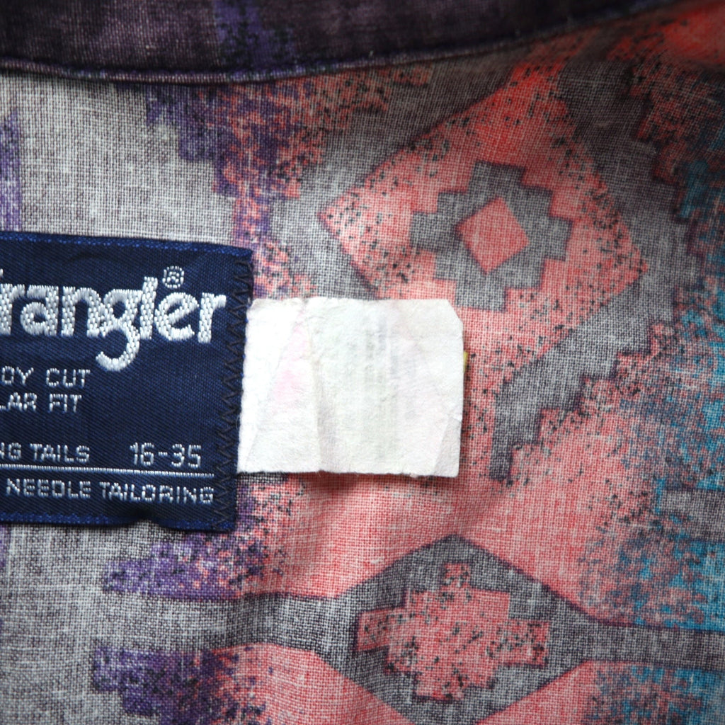WRANGLER anni '90 camicia button-down a fantasia nativa XL, nero viola, cotone