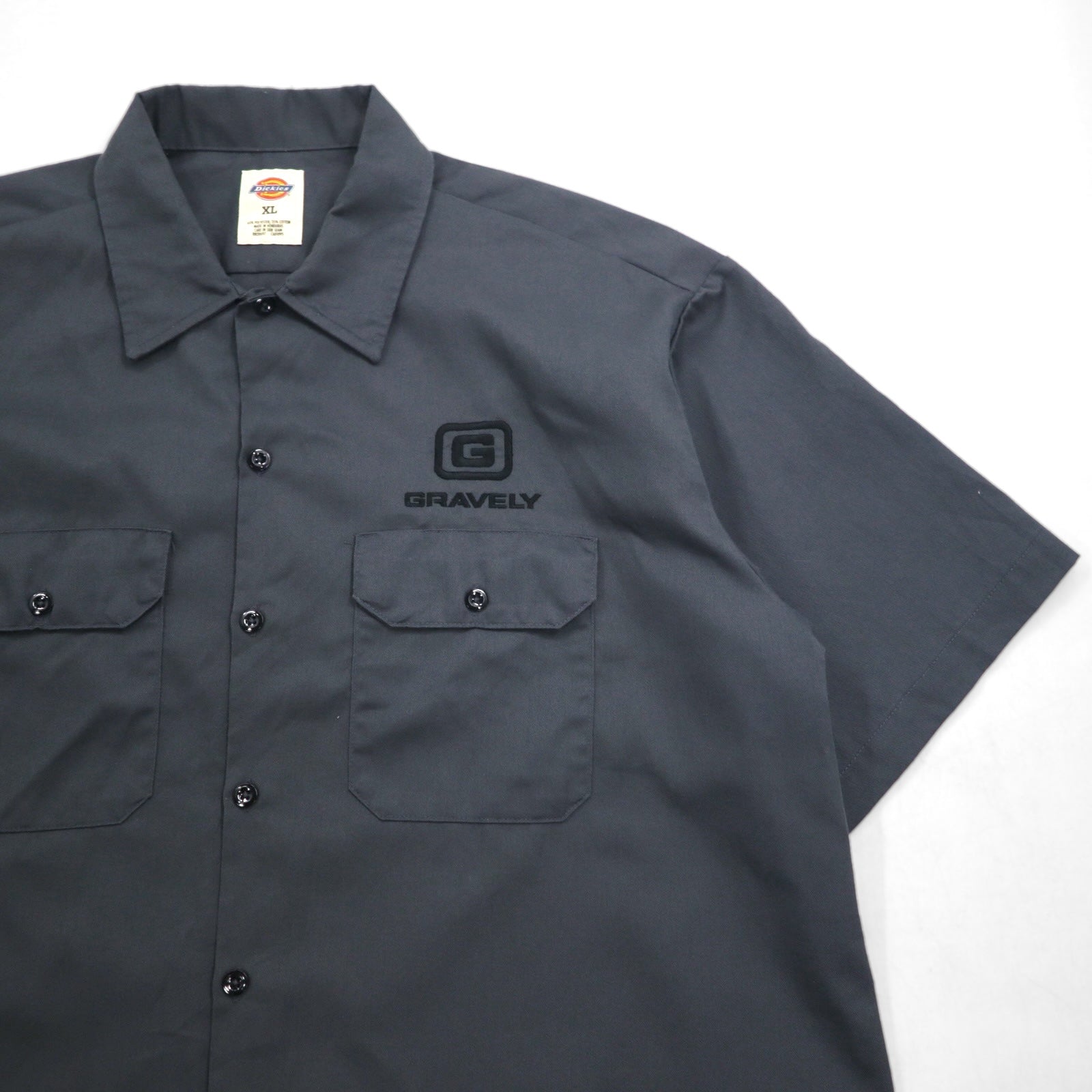 Dickies Camicia da lavoro a maniche corte XL Grigio Doppia tasca Ricamo piccolo logo Azienda americana GRAVELY