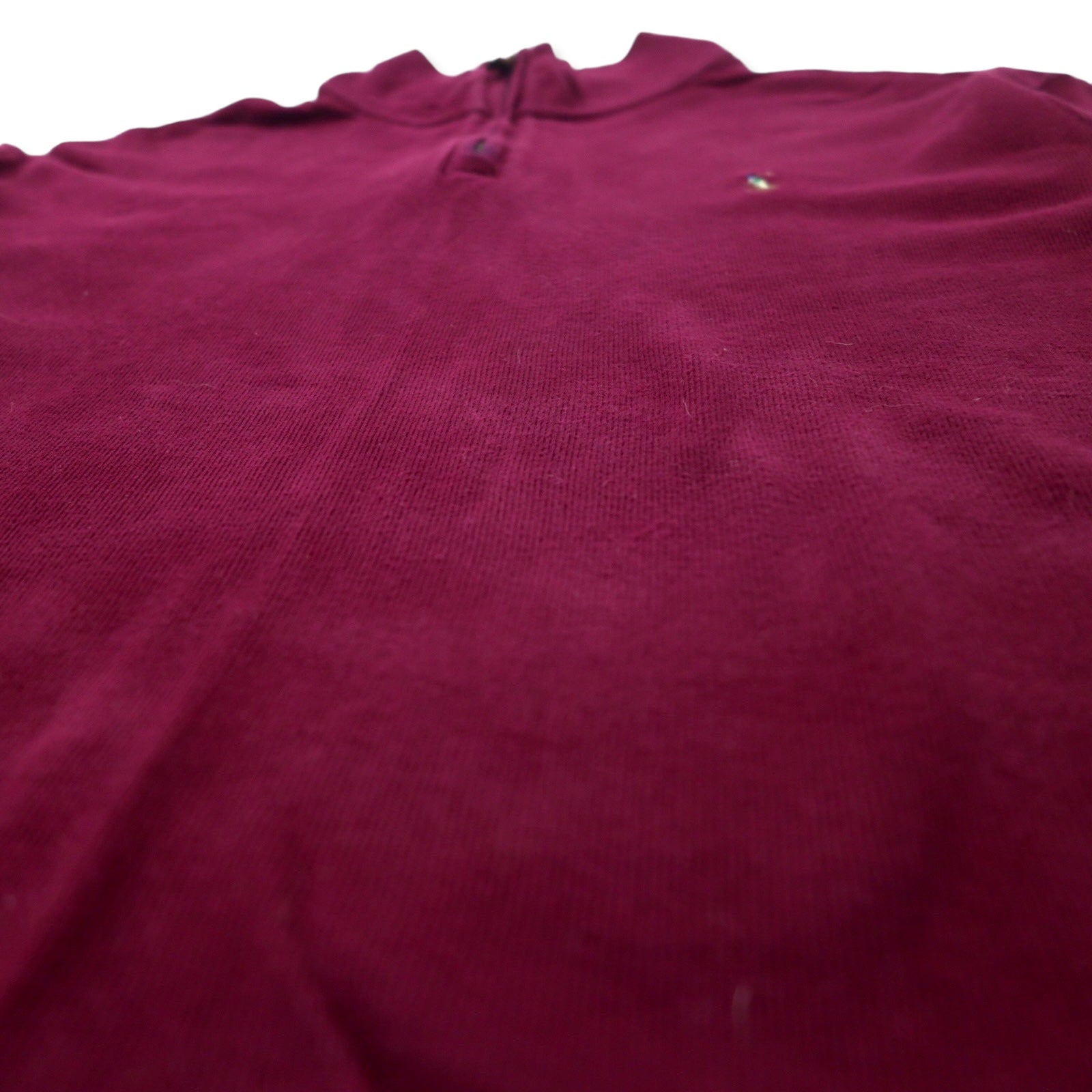 POLO RALPH LAUREN Felpa mezza zip L viola cotone ESTATE RIB ricamo pony piccolo taglia grande