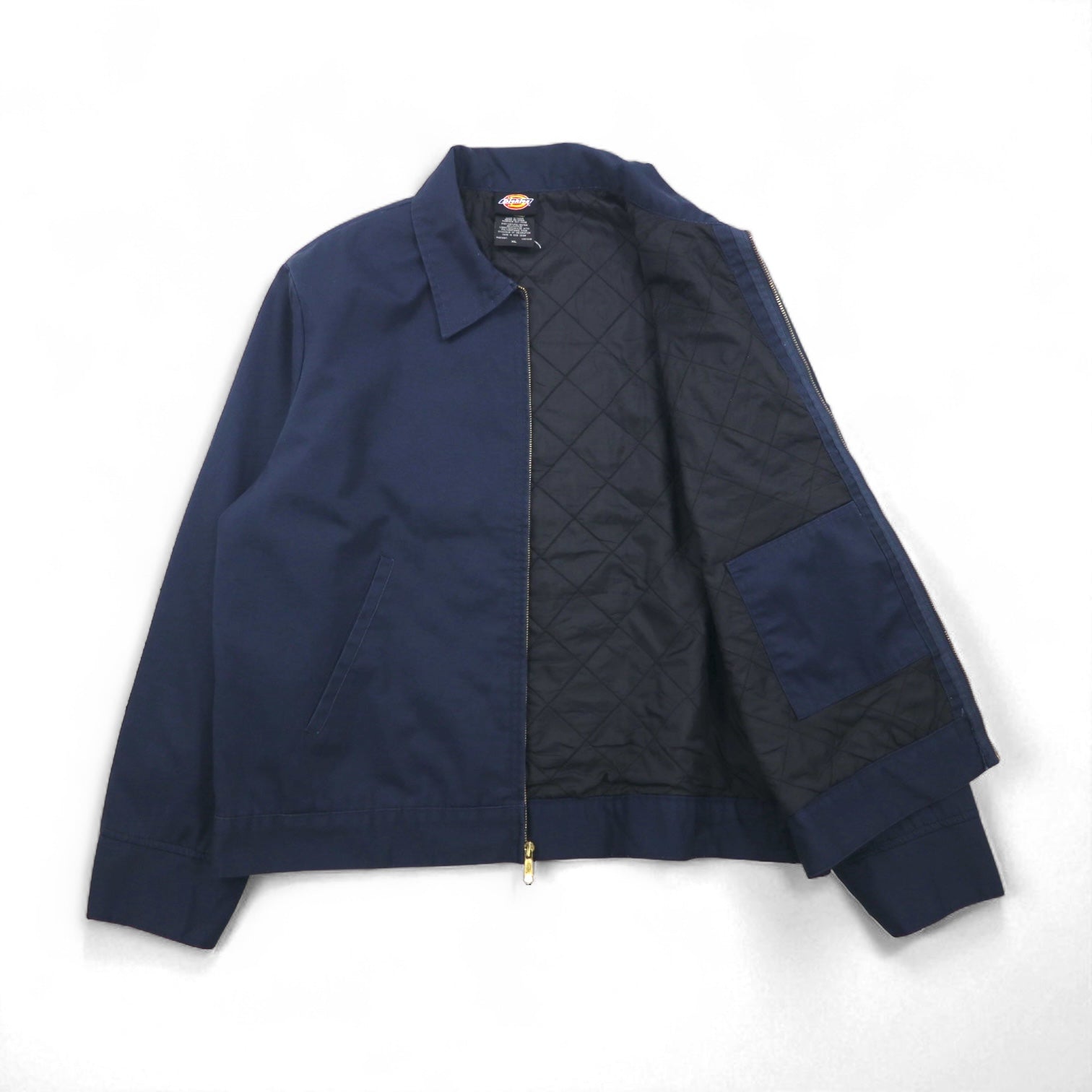 Giacca da lavoro con zip Dickies XL blu navy in poliestere cotone, fodera trapuntata