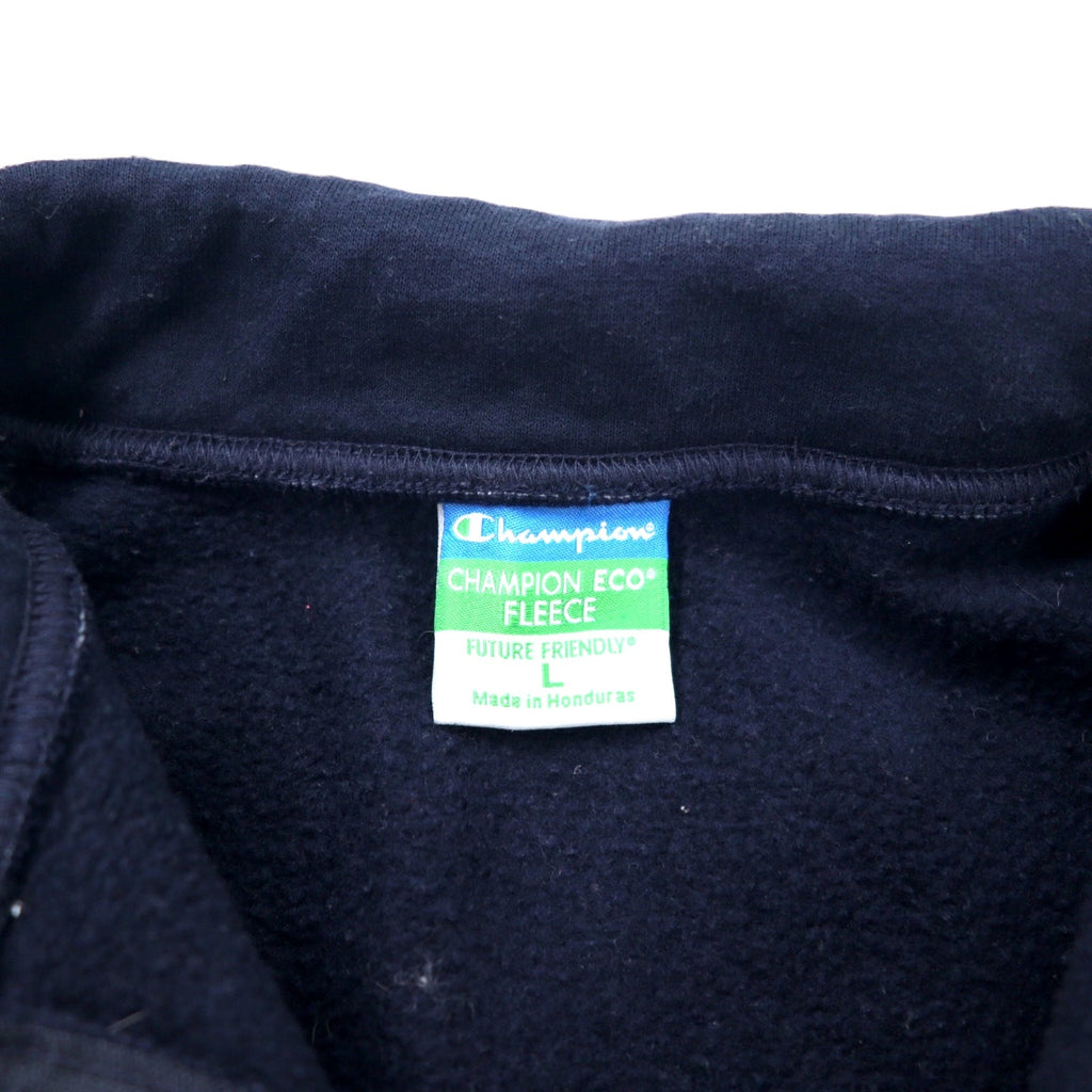 Felpa Champion ECO college ricamata con mezza zip, taglia L, colore blu navy, in cotone, BOSTON UNIVERSITY, Made in Honduras