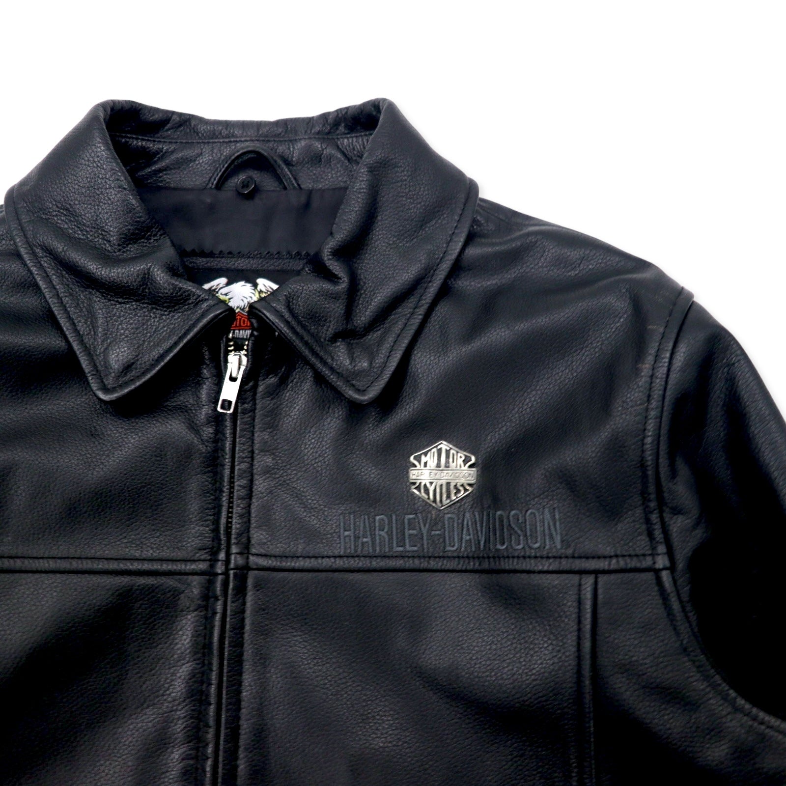 HARLEY DAVIDSON G-1 Giacca di Volo in Pelle Giubbotto Moto M Nero Pelle Zigrinata Collo in Pelliccia Staccabile Logo Ricamato sul Retro