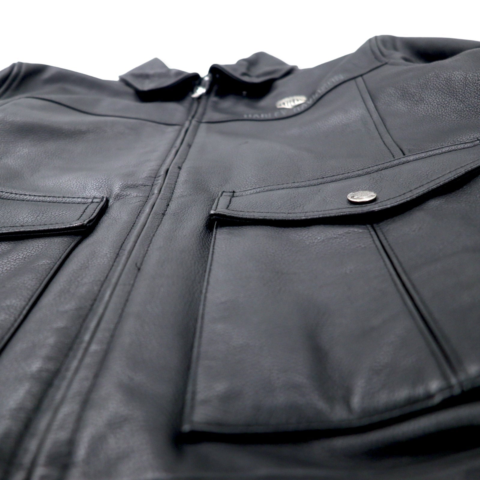 HARLEY DAVIDSON G-1 Giacca di Volo in Pelle Giubbotto Moto M Nero Pelle Zigrinata Collo in Pelliccia Staccabile Logo Ricamato sul Retro