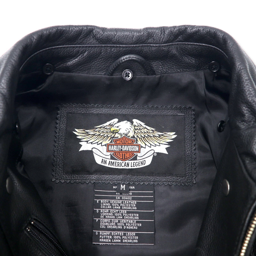 HARLEY DAVIDSON G-1 レザー フライトジャケット ライダースジャケット M ブラック シボ革 襟ボア着脱式 バックロゴ刺繍